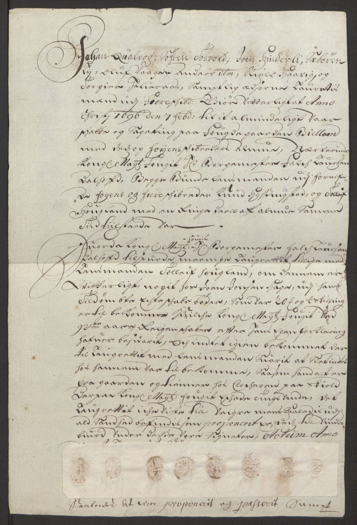 Rentekammeret inntil 1814, Reviderte regnskaper, Fogderegnskap, AV/RA-EA-4092/R48/L2976: Fogderegnskap Sunnhordland og Hardanger, 1695-1696, p. 140