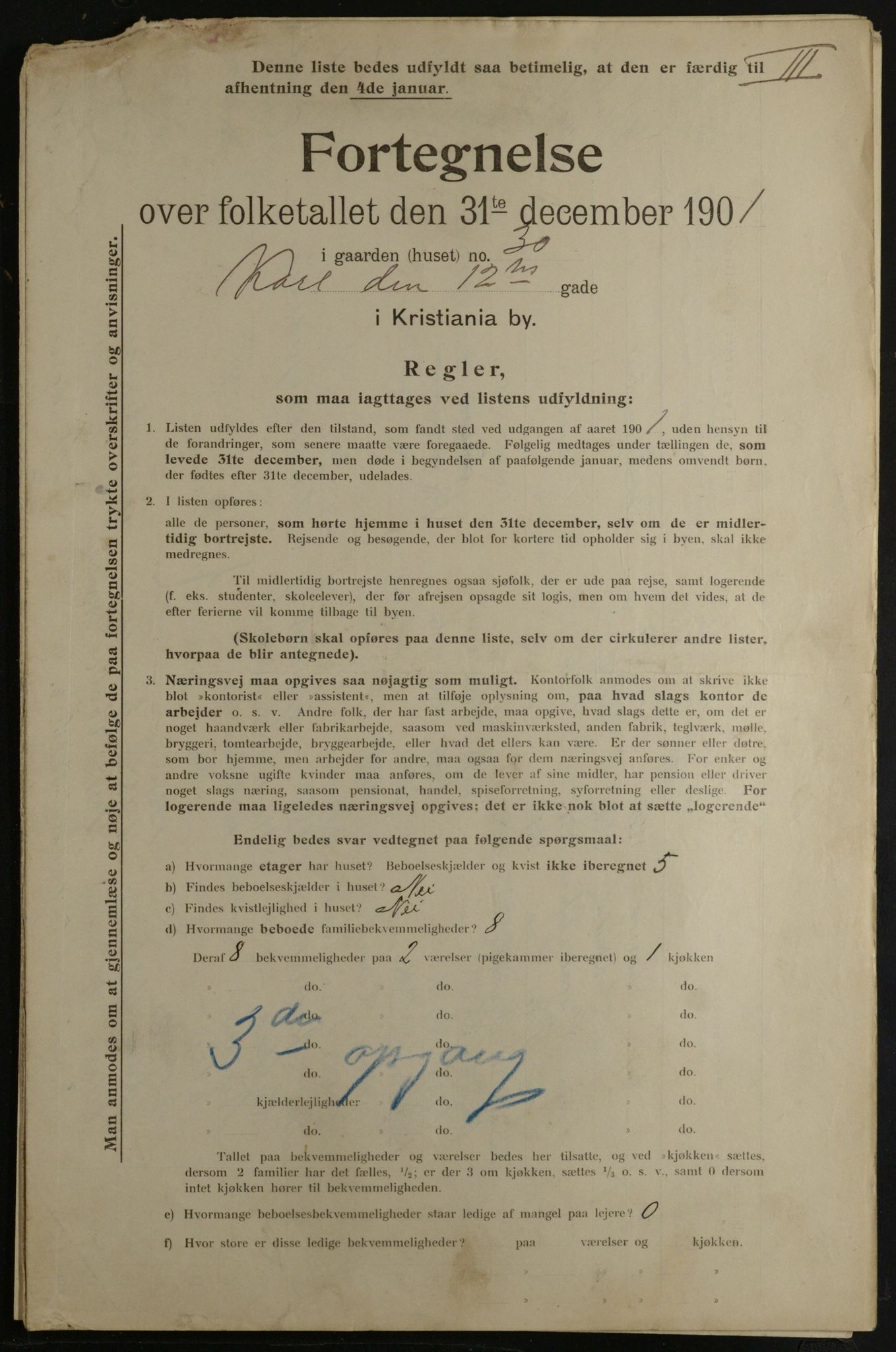 OBA, Municipal Census 1901 for Kristiania, 1901, p. 7577