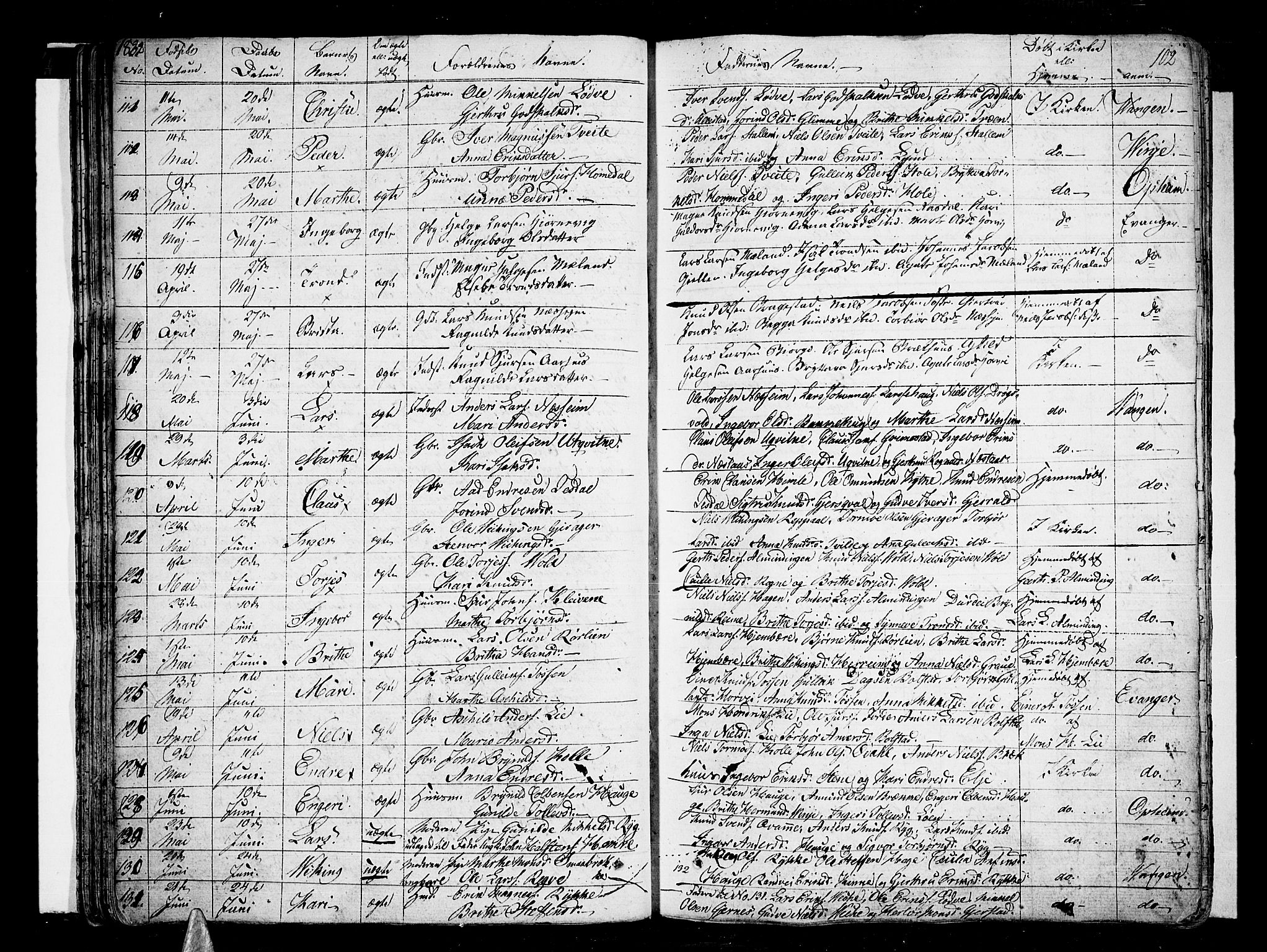 Voss sokneprestembete, AV/SAB-A-79001/H/Haa: Parish register (official) no. A 12, 1823-1837, p. 102