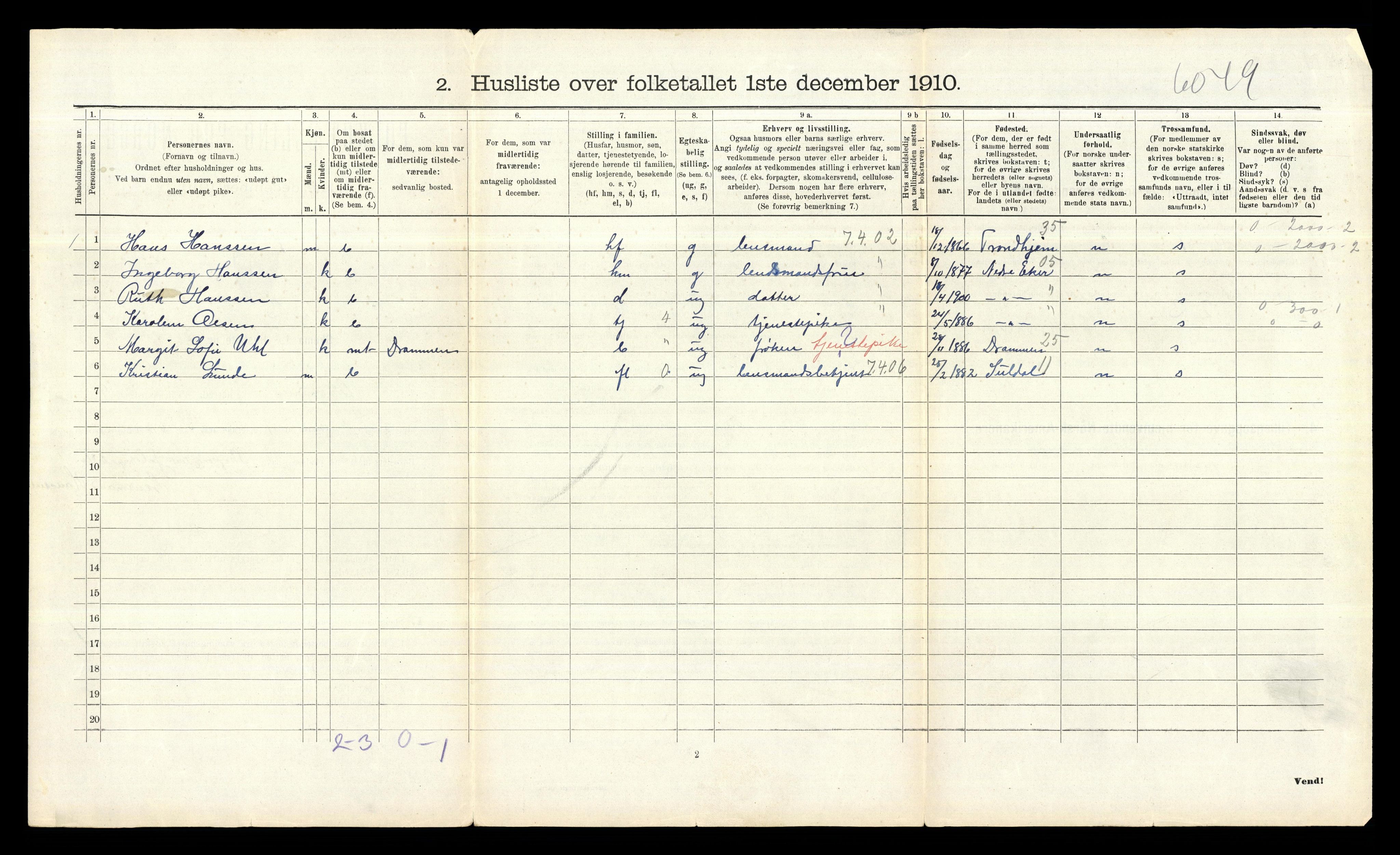 RA, 1910 census for Bærum, 1910, p. 1444