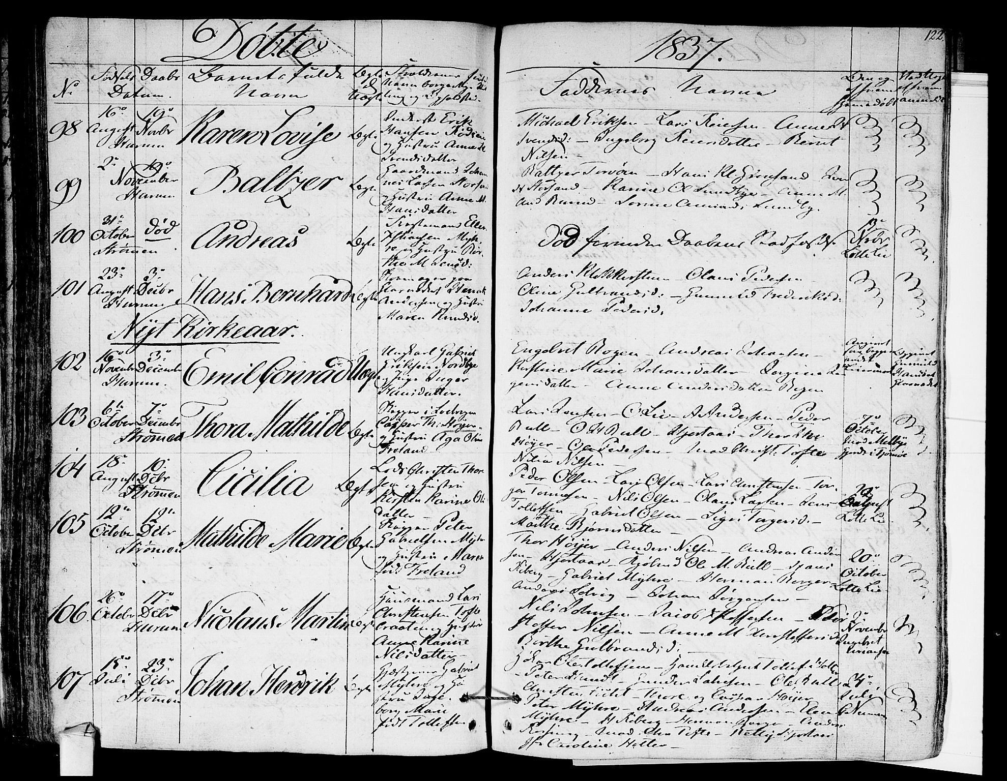 Hurum kirkebøker, AV/SAKO-A-229/F/Fa/L0010: Parish register (official) no. 10, 1827-1846, p. 122