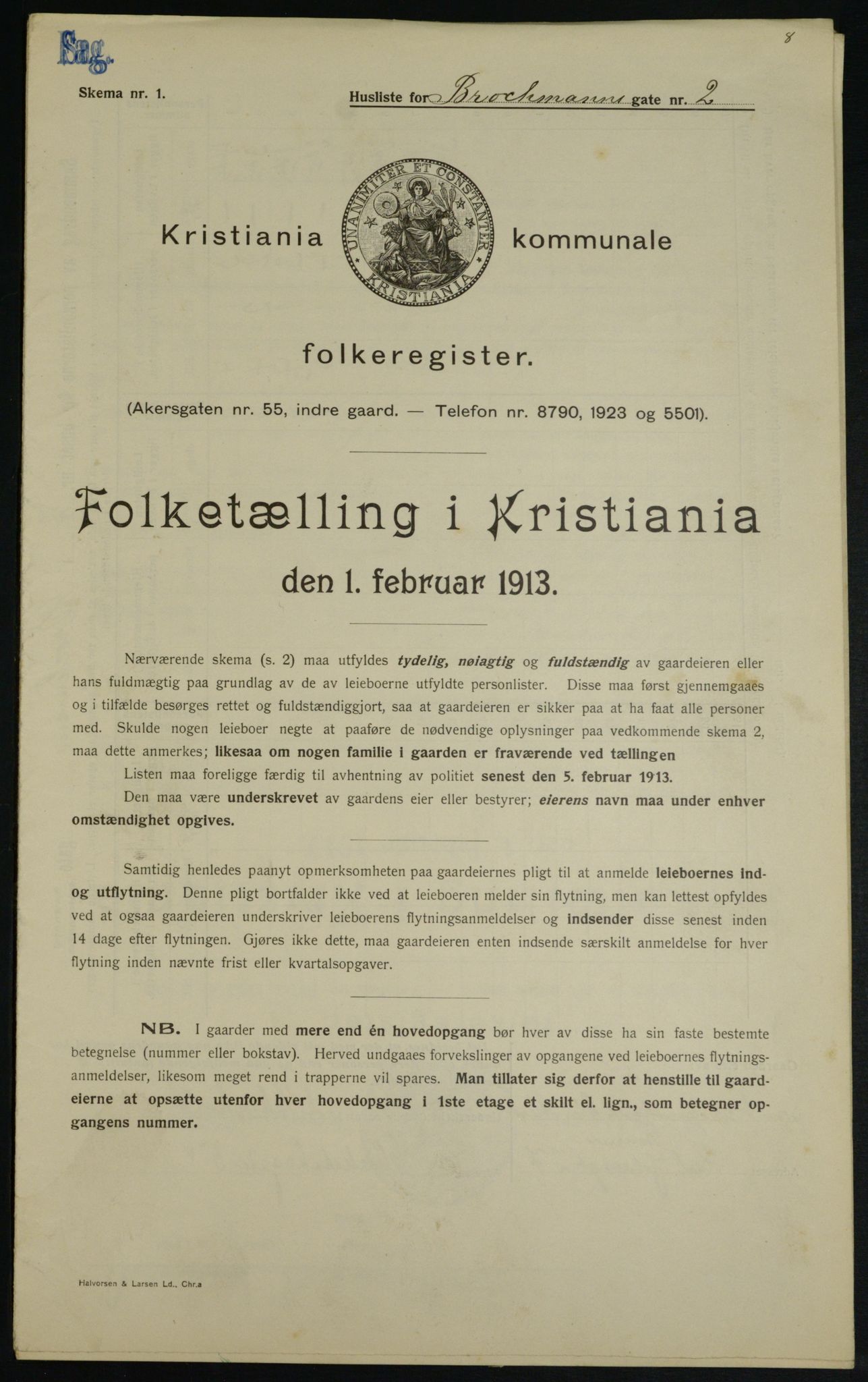 OBA, Municipal Census 1913 for Kristiania, 1913, p. 9537