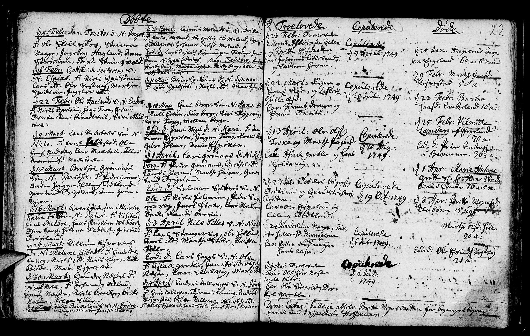 Finnås sokneprestembete, SAB/A-99925/H/Ha/Haa/Haaa/L0002: Parish register (official) no. A 2, 1744-1764, p. 22