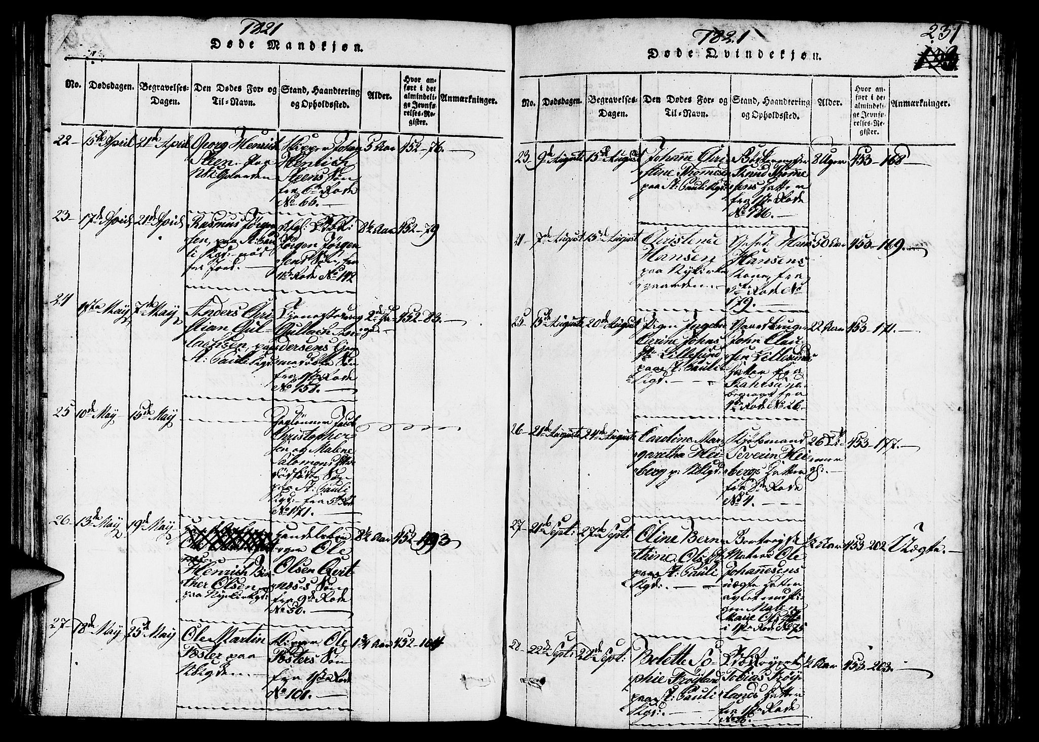 Nykirken Sokneprestembete, SAB/A-77101/H/Hab/L0003: Parish register (copy) no. A 4, 1816-1821, p. 231