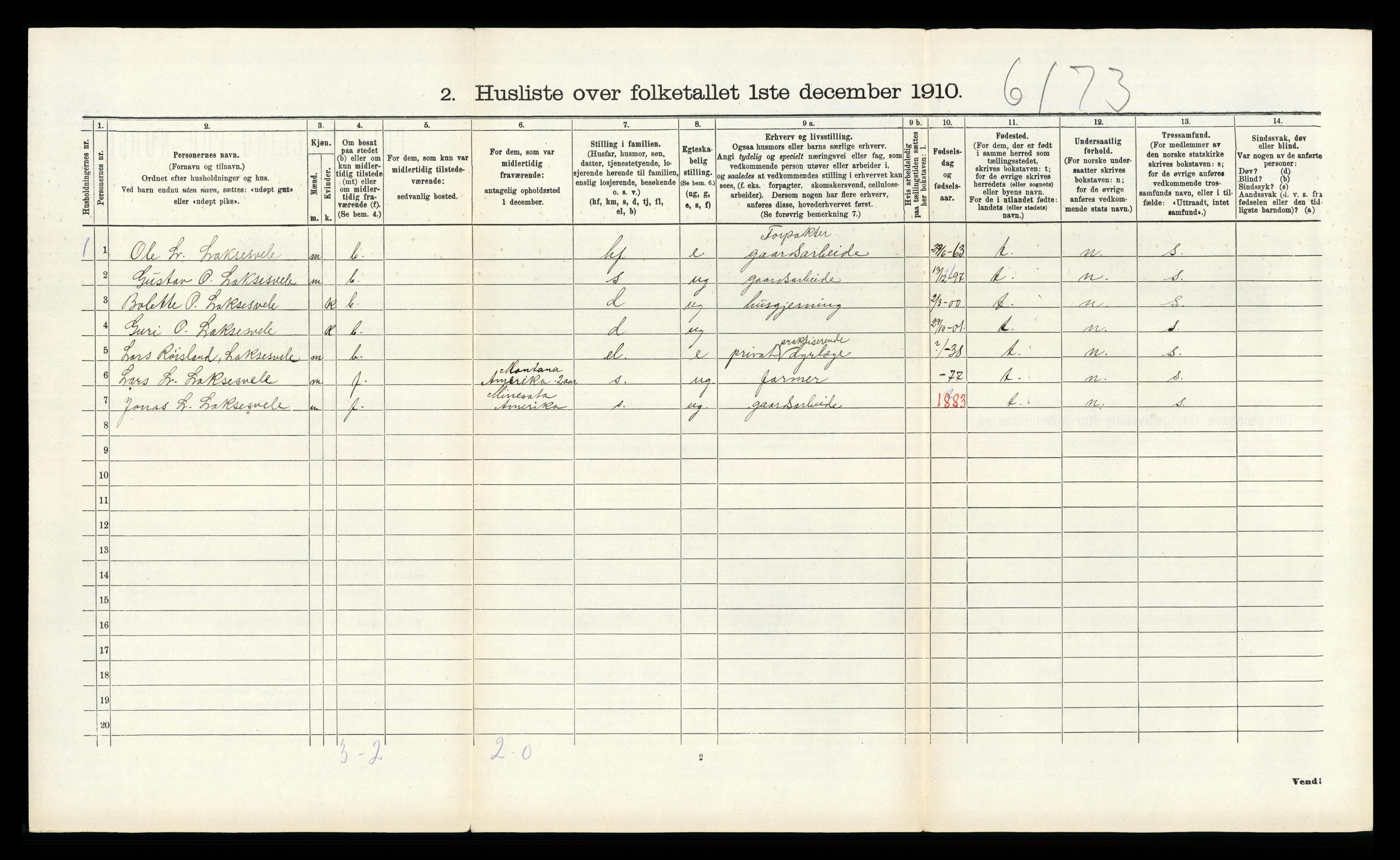 RA, 1910 census for Bjerkreim, 1910, p. 81