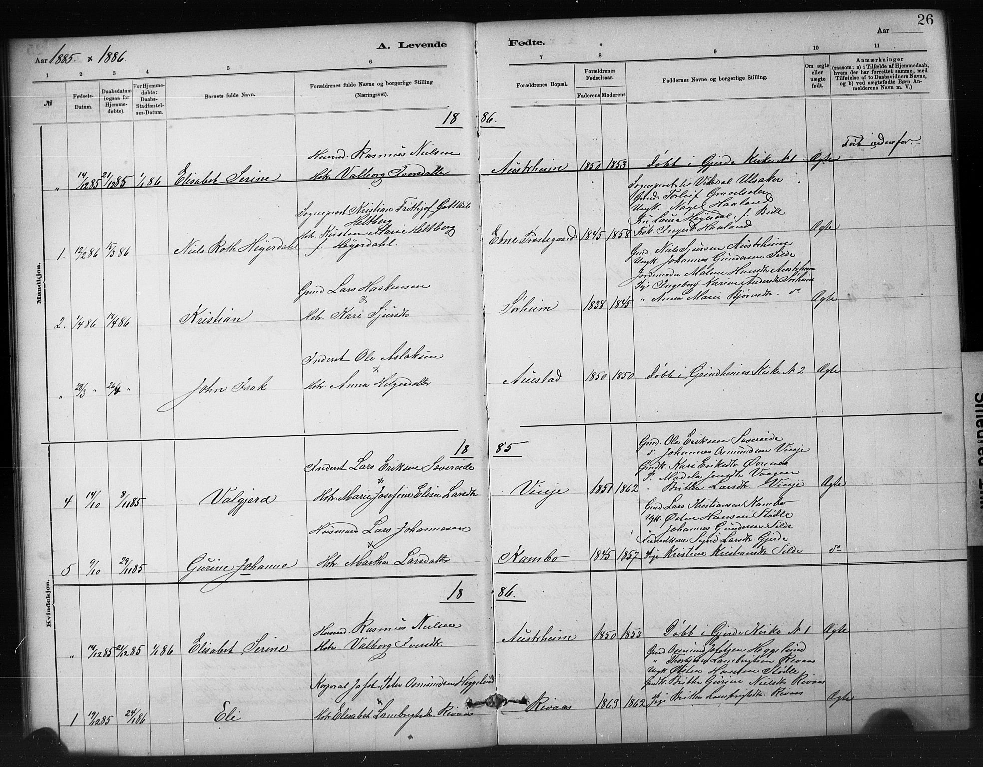 Etne sokneprestembete, SAB/A-75001/H/Hab: Parish register (copy) no. A 5, 1879-1896, p. 26