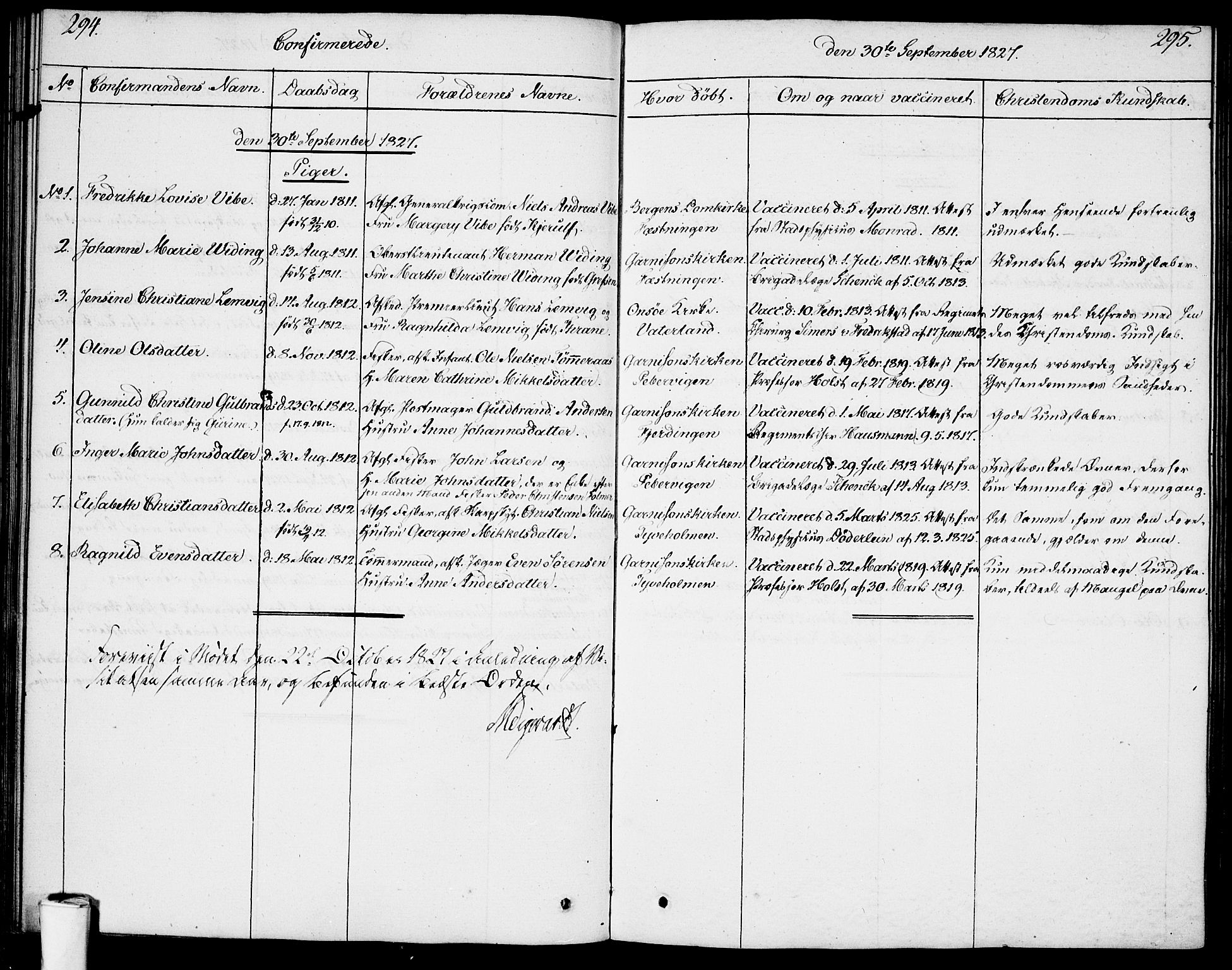 Garnisonsmenigheten Kirkebøker, AV/SAO-A-10846/F/Fa/L0004: Parish register (official) no. 4, 1820-1828, p. 294-295