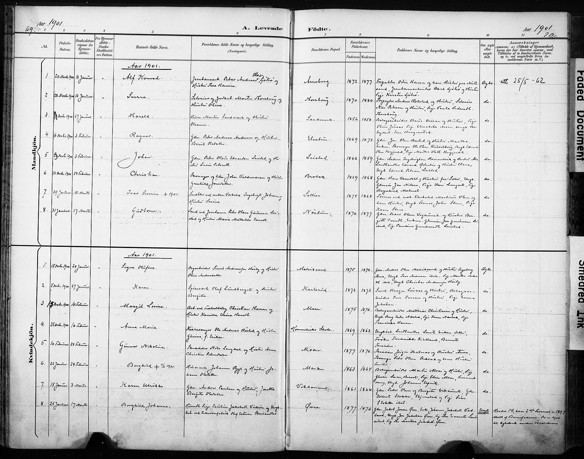 Ministerialprotokoller, klokkerbøker og fødselsregistre - Sør-Trøndelag, SAT/A-1456/616/L0411: Parish register (official) no. 616A08, 1894-1906, p. 69-70