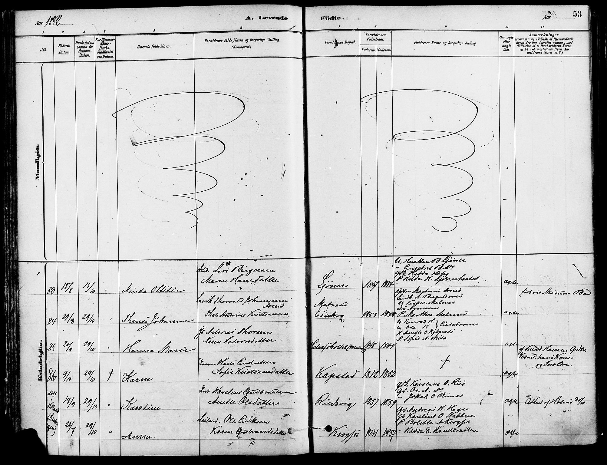 Eidskog prestekontor, SAH/PREST-026/H/Ha/Haa/L0003: Parish register (official) no. 3, 1879-1892, p. 53