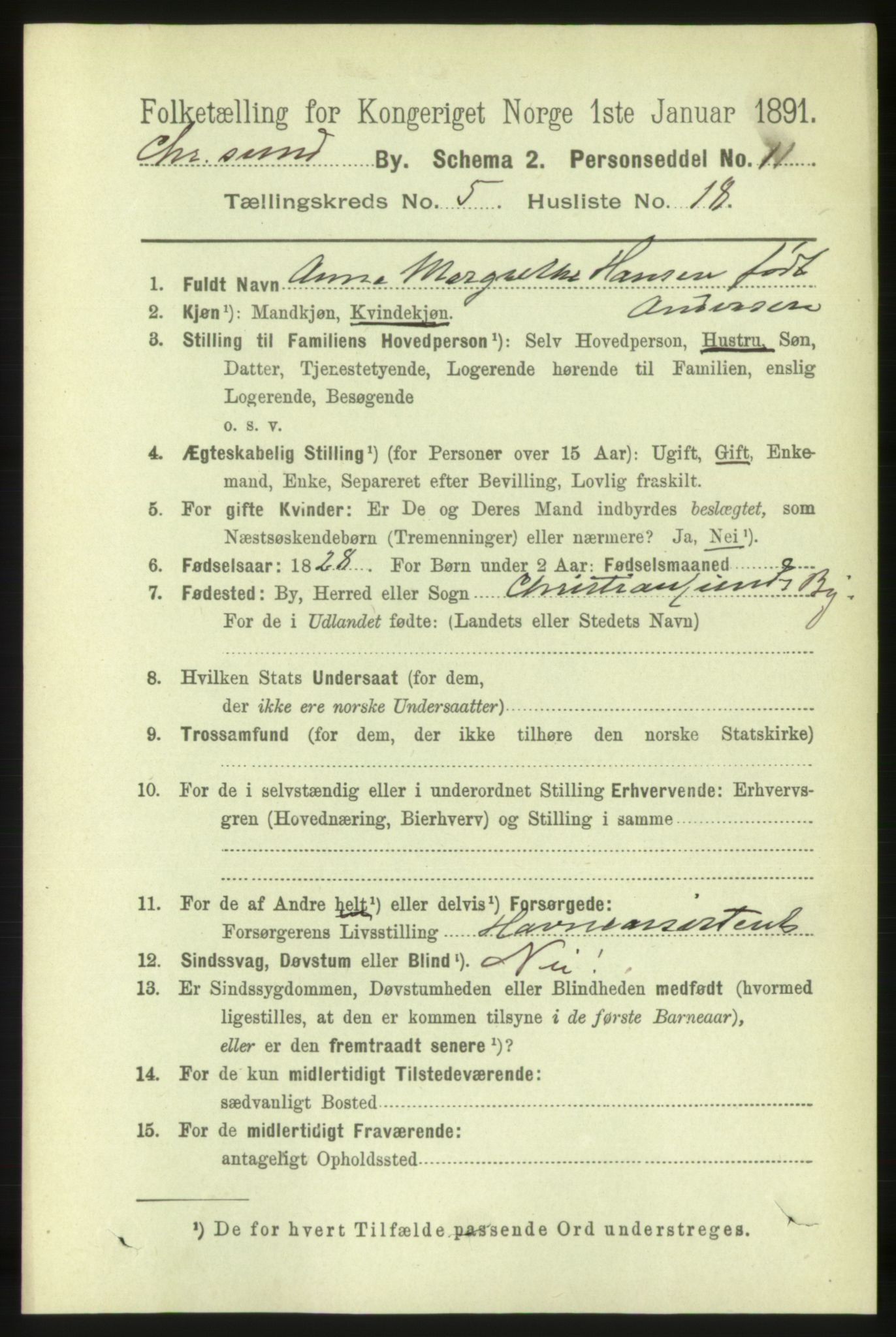 RA, 1891 census for 1503 Kristiansund, 1891, p. 4534