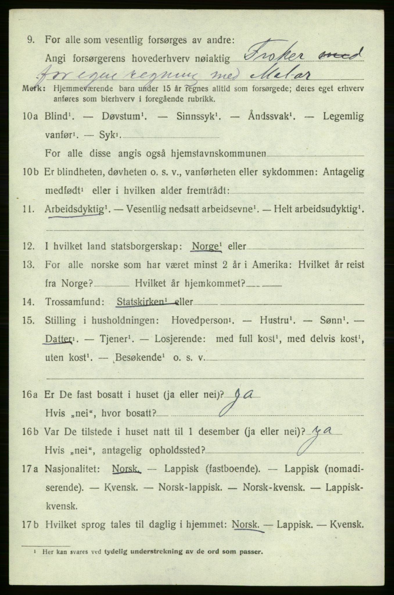 SATØ, 1920 census for , 1920, p. 625