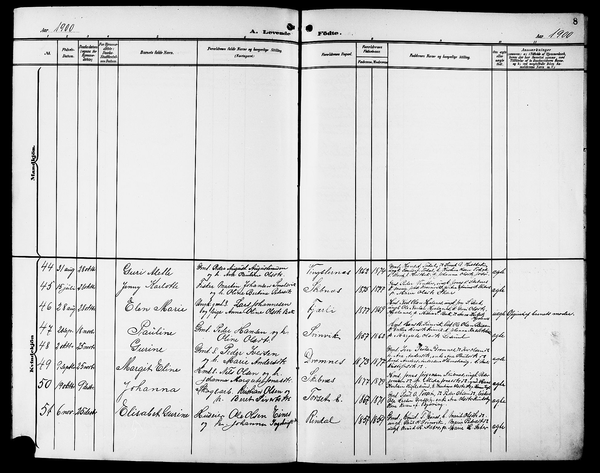 Ministerialprotokoller, klokkerbøker og fødselsregistre - Møre og Romsdal, AV/SAT-A-1454/578/L0910: Parish register (copy) no. 578C03, 1900-1921, p. 8