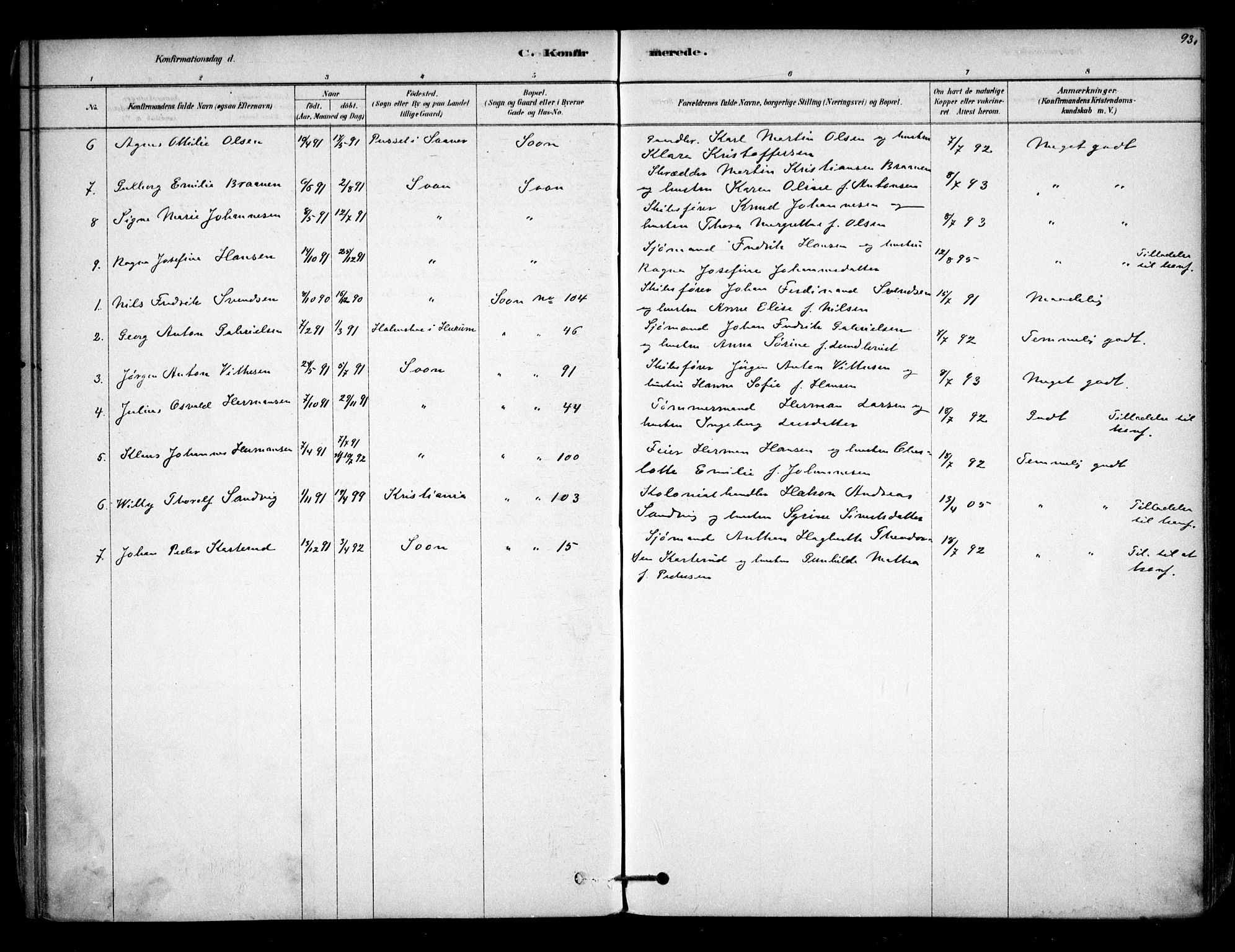Vestby prestekontor Kirkebøker, SAO/A-10893/F/Fc/L0001: Parish register (official) no. III 1, 1878-1906, p. 93
