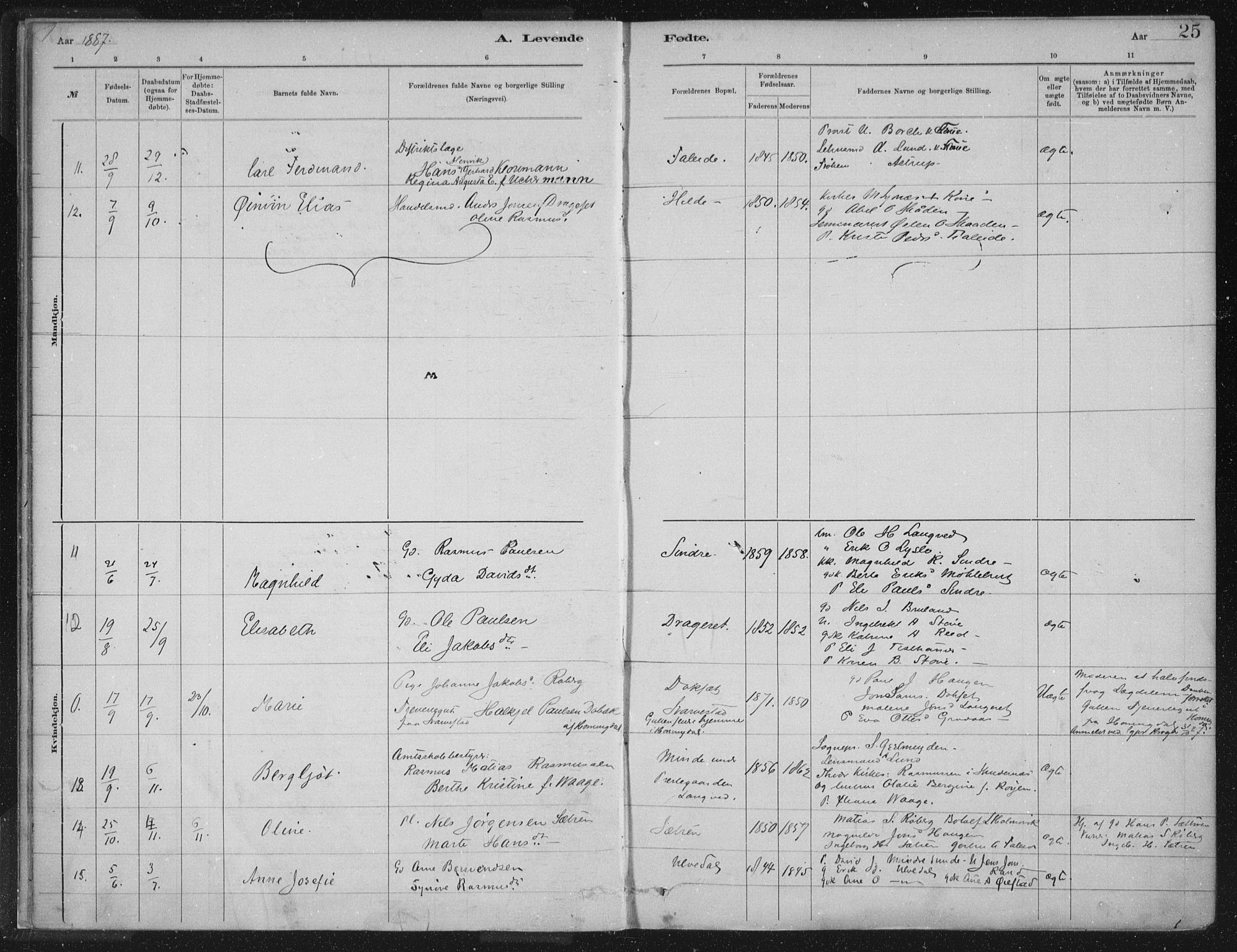 Innvik sokneprestembete, AV/SAB-A-80501: Parish register (official) no. B  1, 1879-1902, p. 25