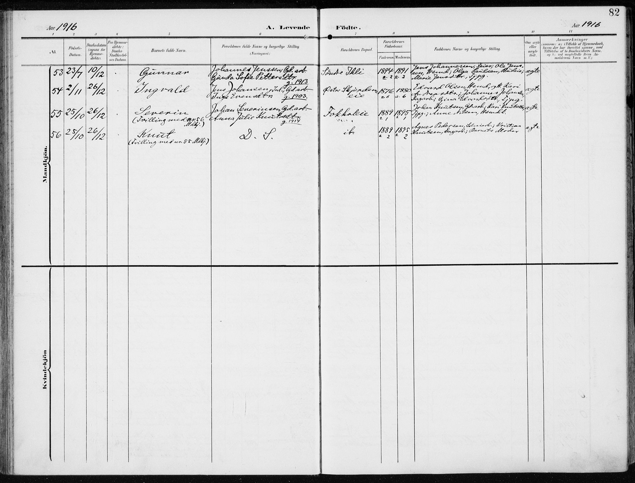 Stange prestekontor, SAH/PREST-002/K/L0024: Parish register (official) no. 24, 1906-1922, p. 82