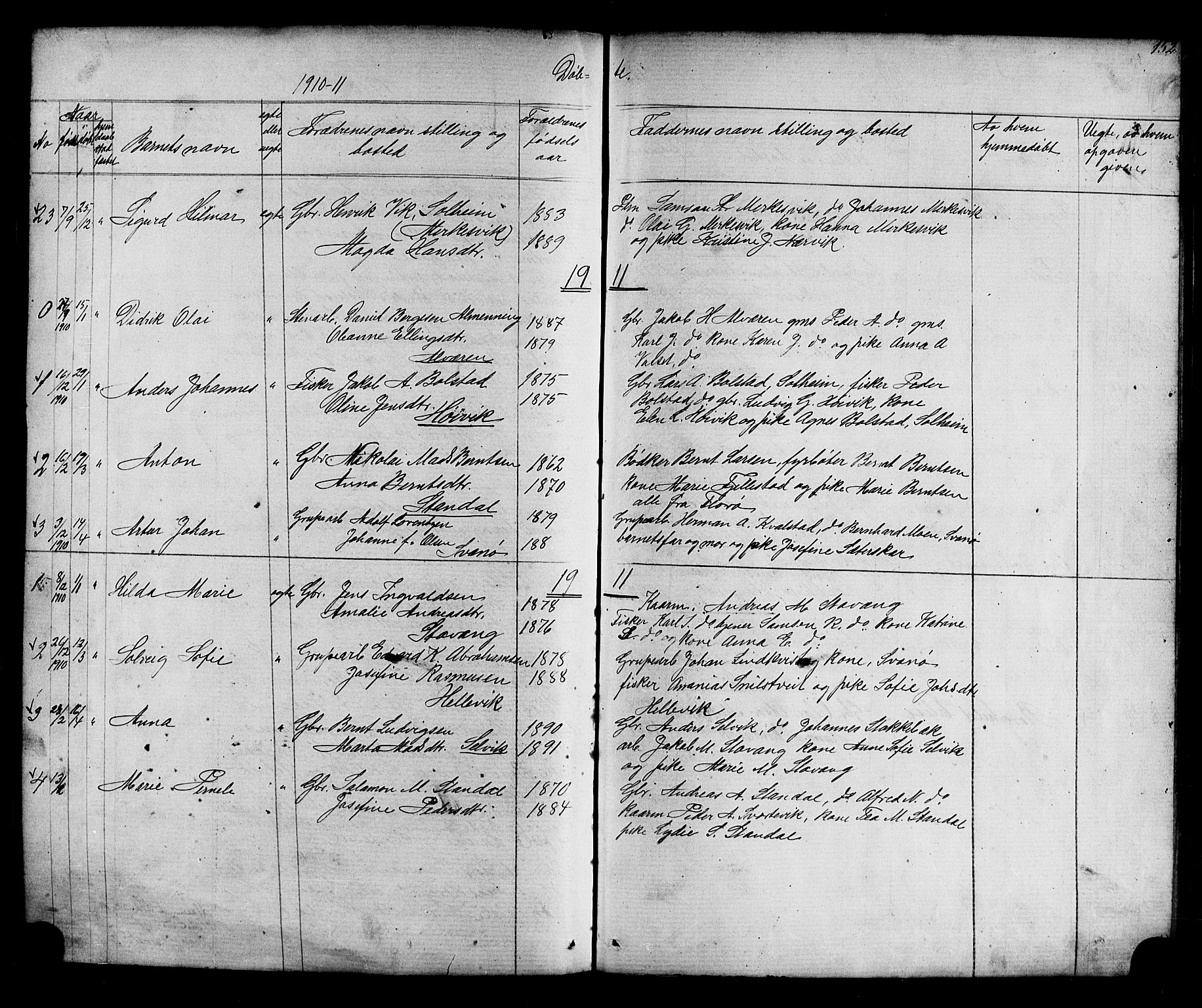 Kinn sokneprestembete, AV/SAB-A-80801/H/Hab/Habc/L0002: Parish register (copy) no. C 2, 1869-1918, p. 152