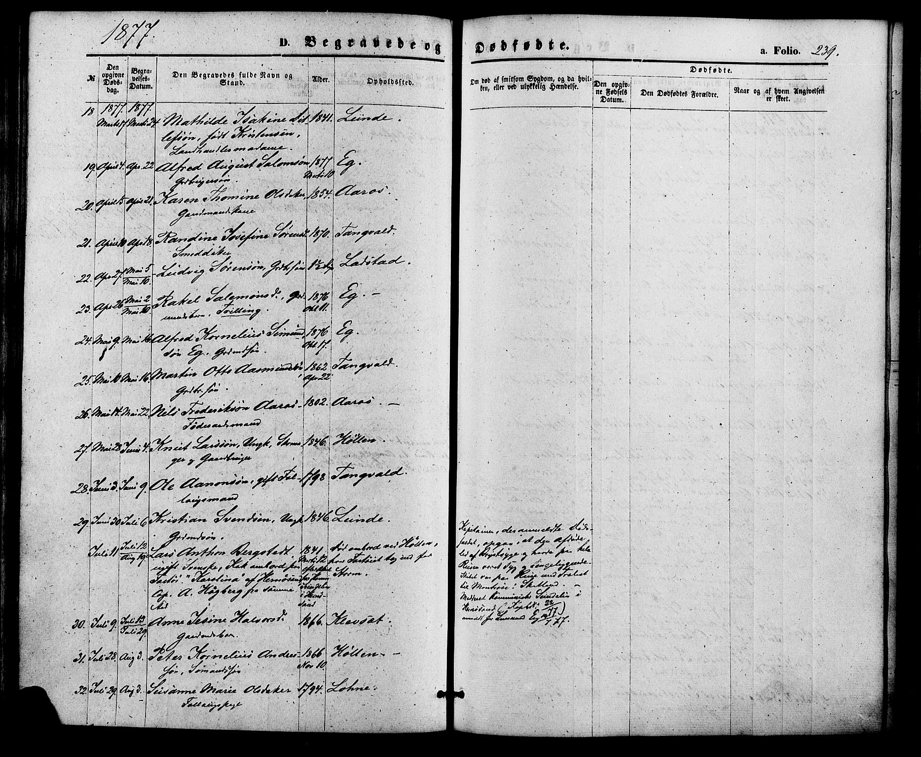 Søgne sokneprestkontor, AV/SAK-1111-0037/F/Fa/Fab/L0011: Parish register (official) no. A 11, 1869-1879, p. 239