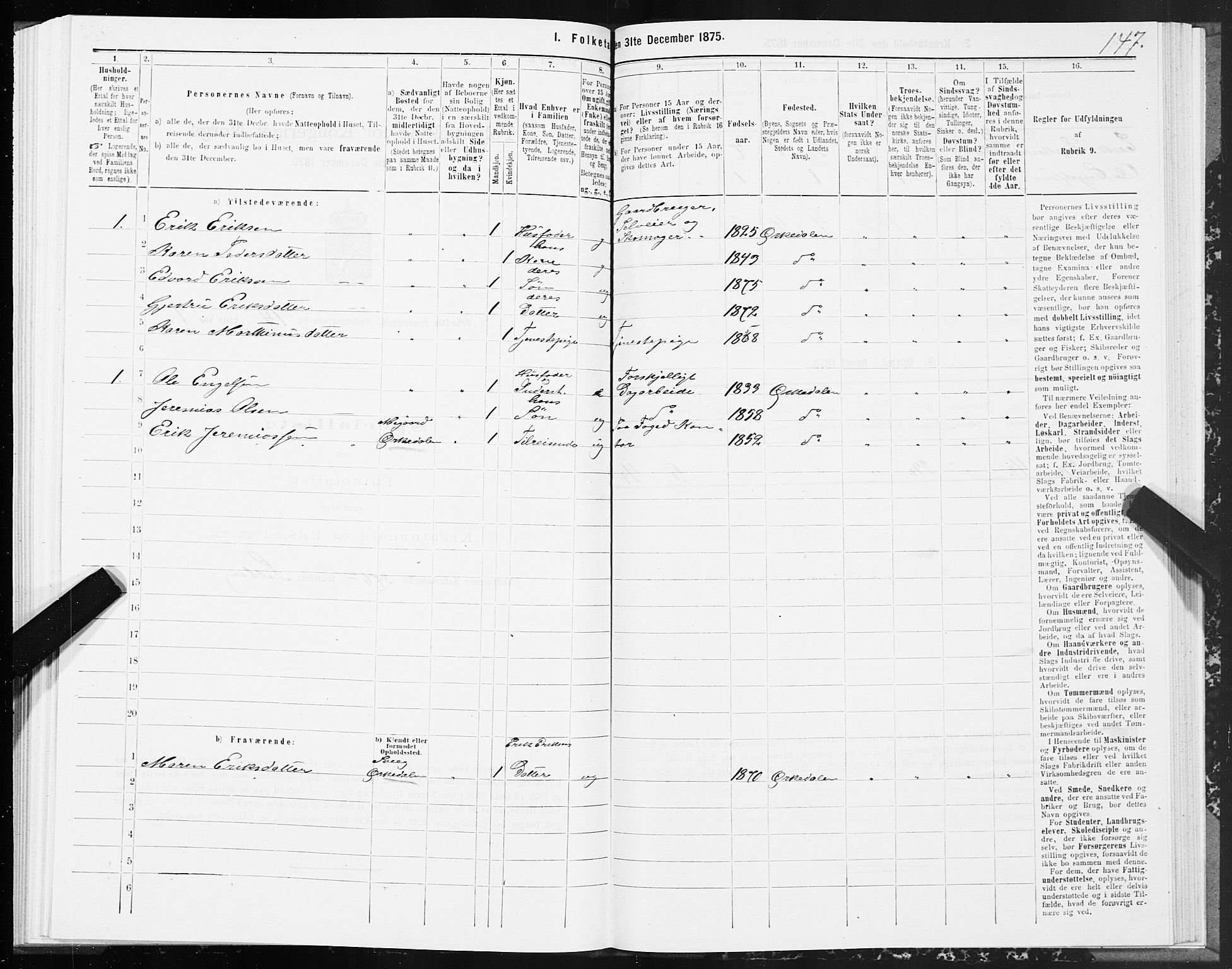SAT, 1875 census for 1638P Orkdal, 1875, p. 7147