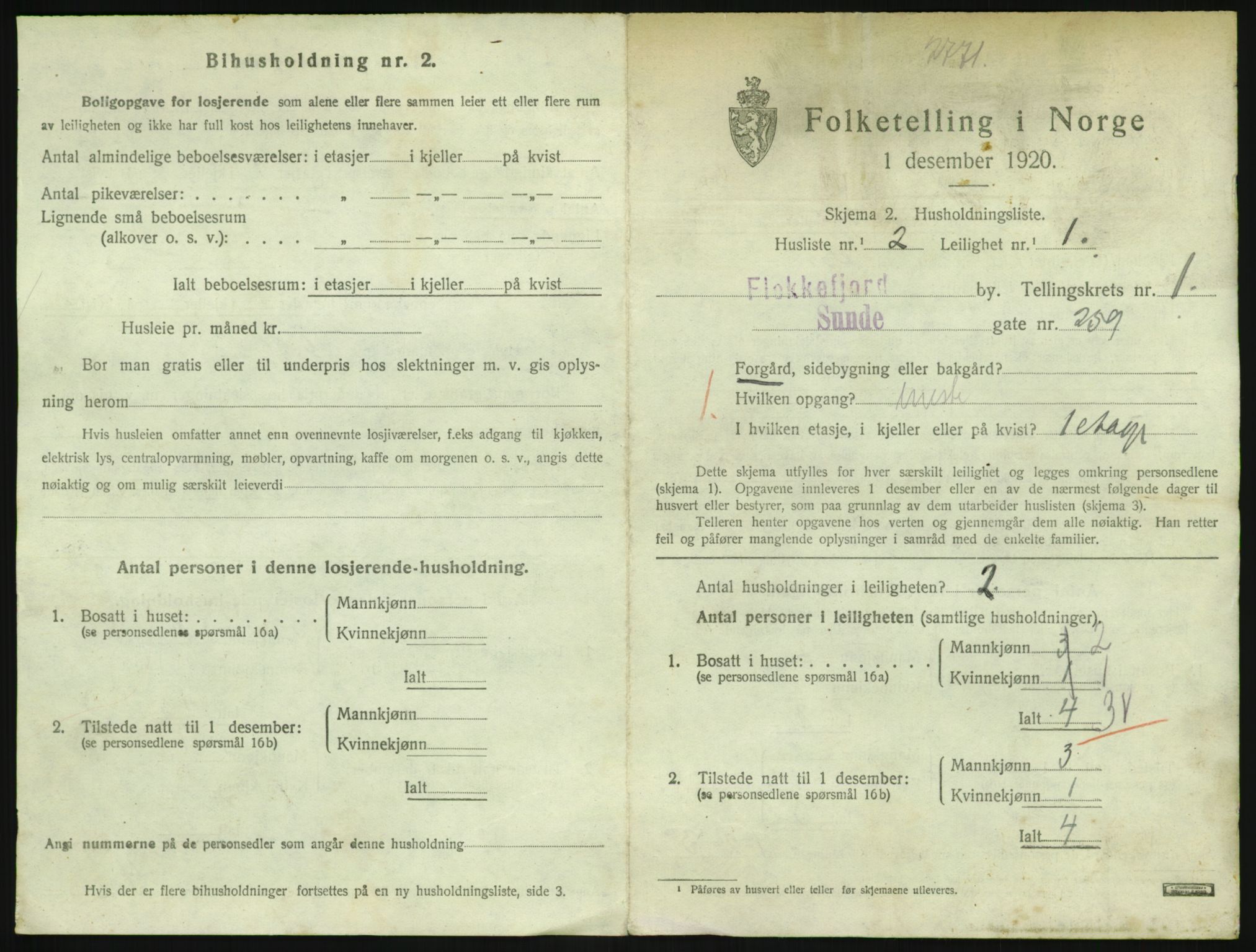 SAK, 1920 census for Flekkefjord, 1920, p. 818