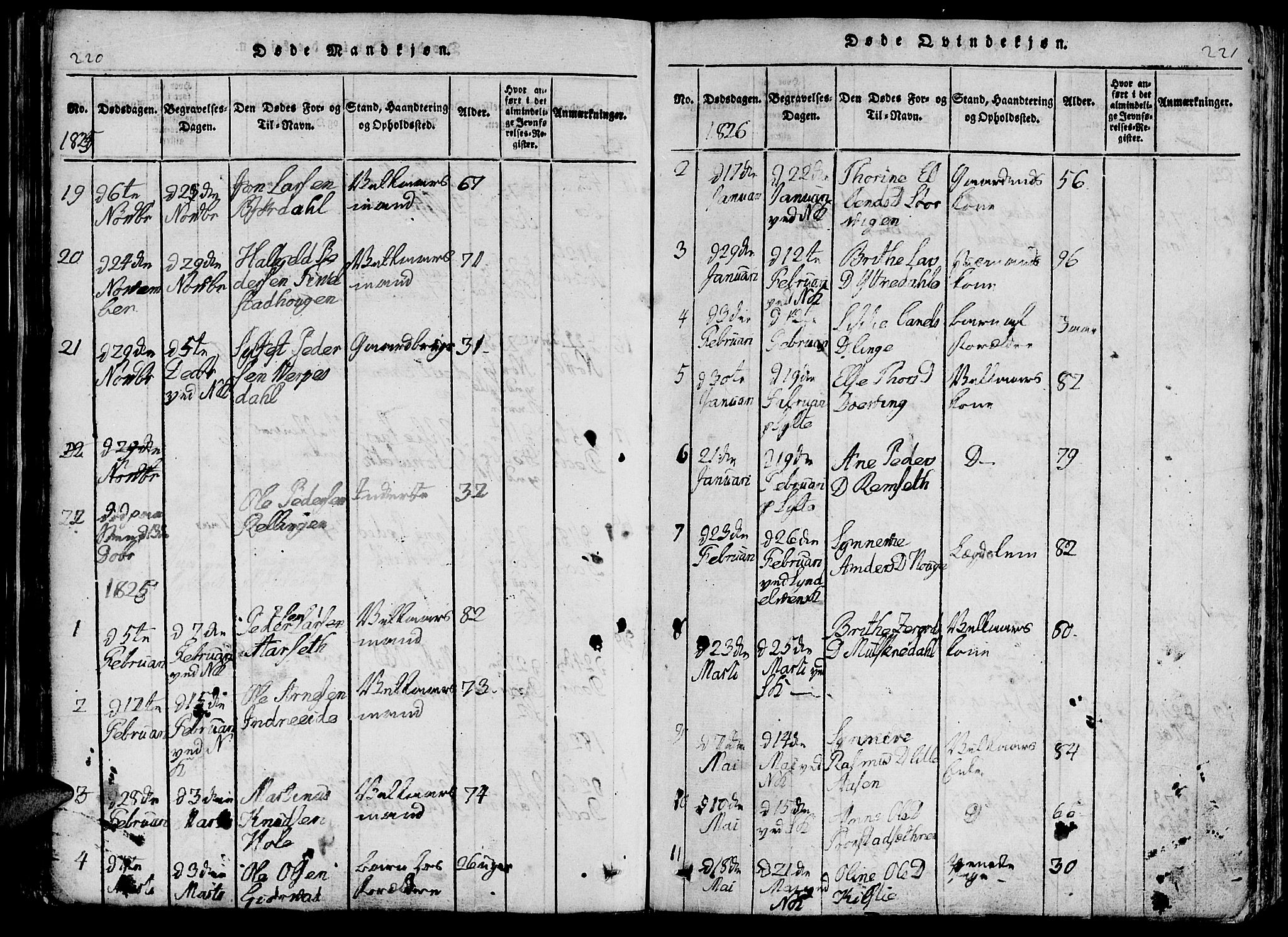 Ministerialprotokoller, klokkerbøker og fødselsregistre - Møre og Romsdal, AV/SAT-A-1454/519/L0260: Parish register (copy) no. 519C01, 1817-1829, p. 220-221