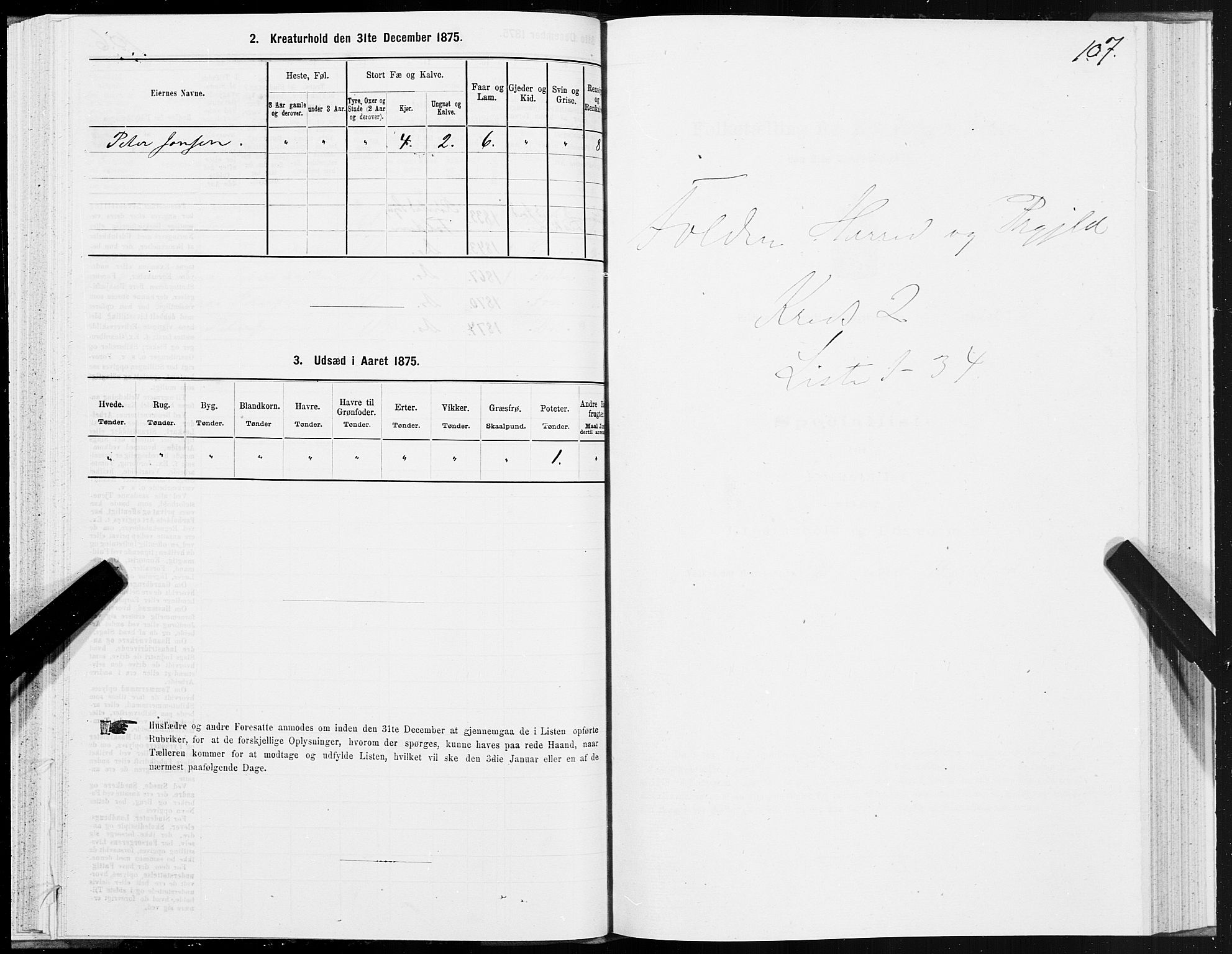 SAT, 1875 census for 1845P Folda, 1875, p. 1107