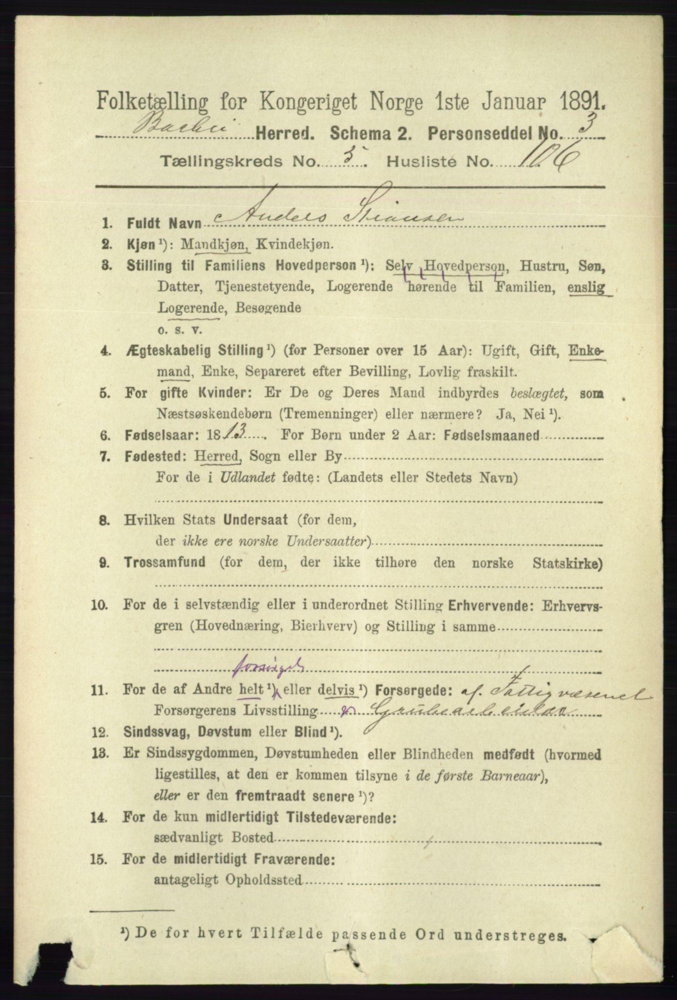 RA, 1891 census for 0990 Barbu, 1891, p. 4352