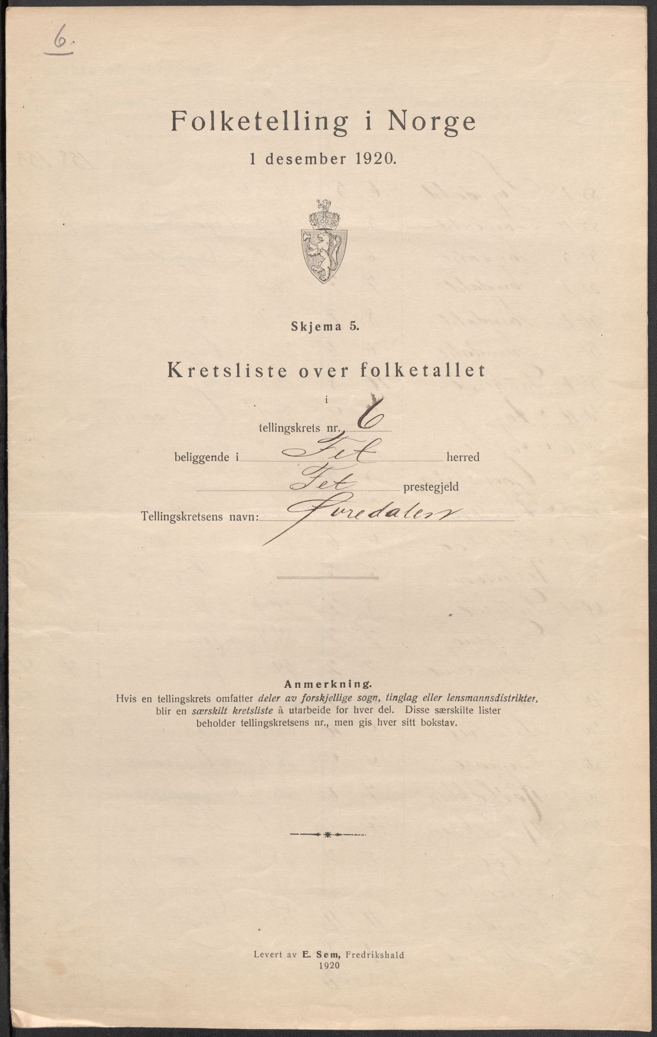 SAO, 1920 census for Fet, 1920, p. 23