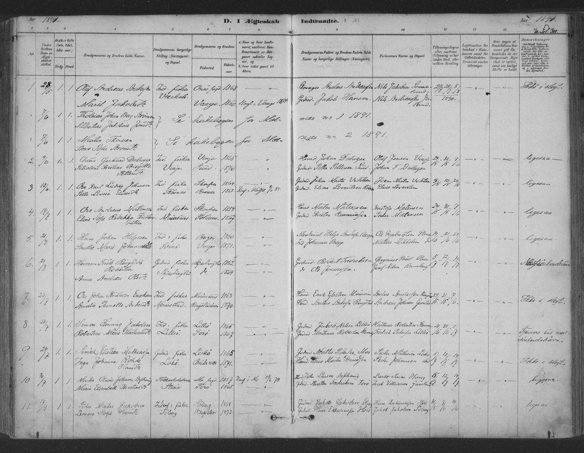 Ministerialprotokoller, klokkerbøker og fødselsregistre - Nordland, SAT/A-1459/891/L1302: Parish register (official) no. 891A07, 1878-1895, p. 300
