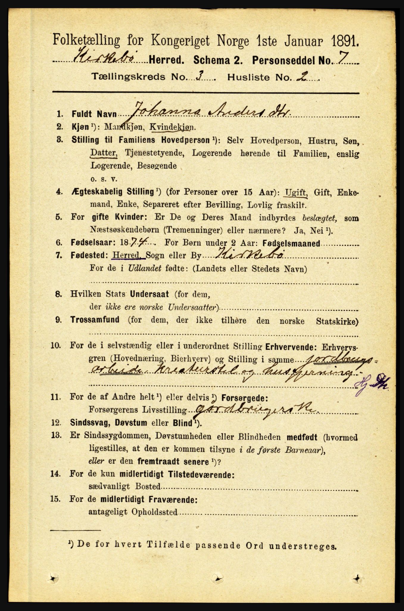 RA, 1891 census for 1416 Kyrkjebø, 1891, p. 549