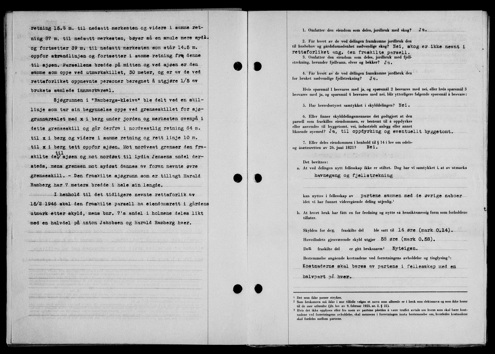 Lofoten sorenskriveri, SAT/A-0017/1/2/2C/L0014a: Mortgage book no. 14a, 1946-1946, Diary no: : 658/1946
