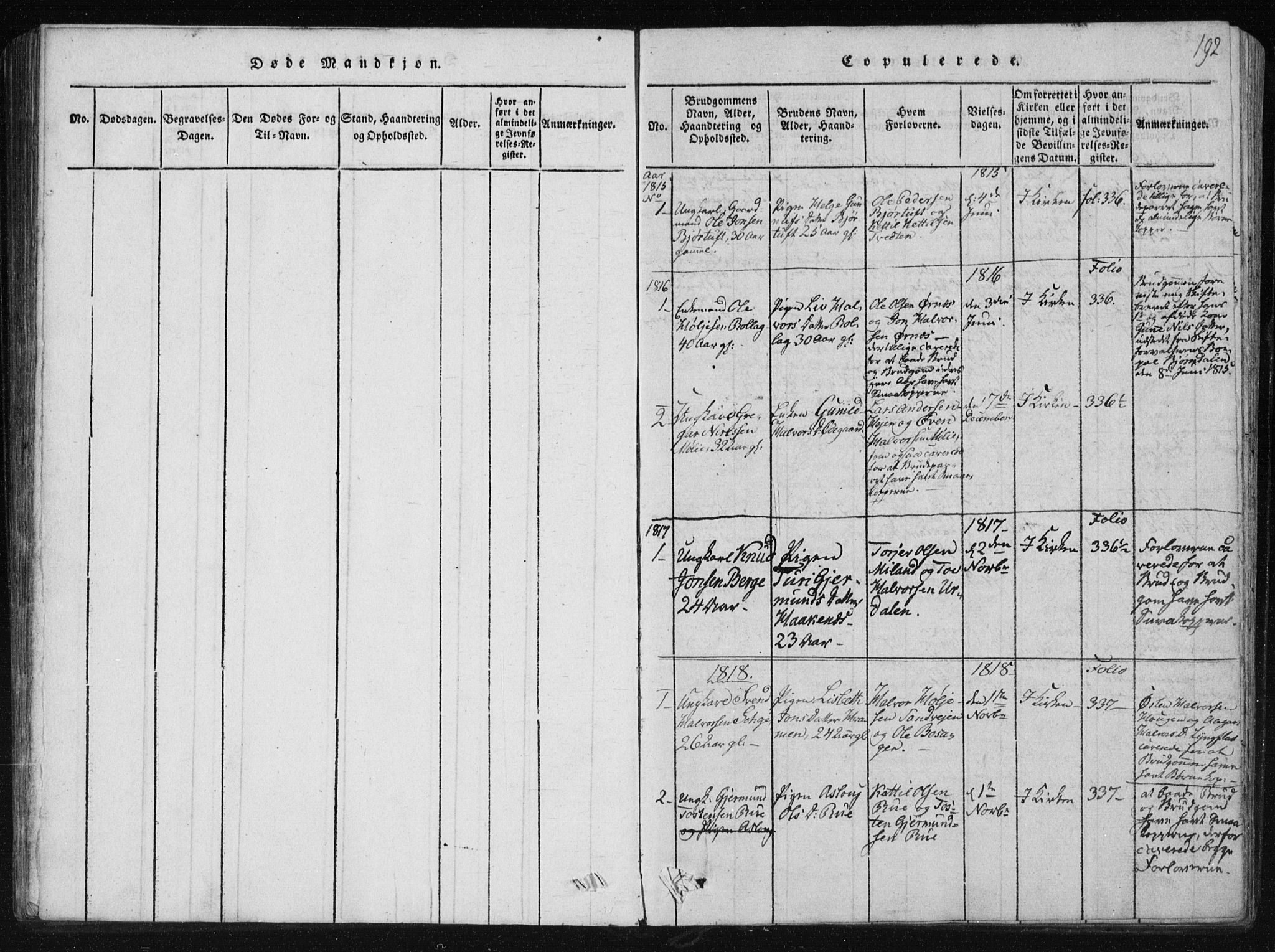 Tinn kirkebøker, SAKO/A-308/F/Fb/L0001: Parish register (official) no. II 1, 1815-1843, p. 192