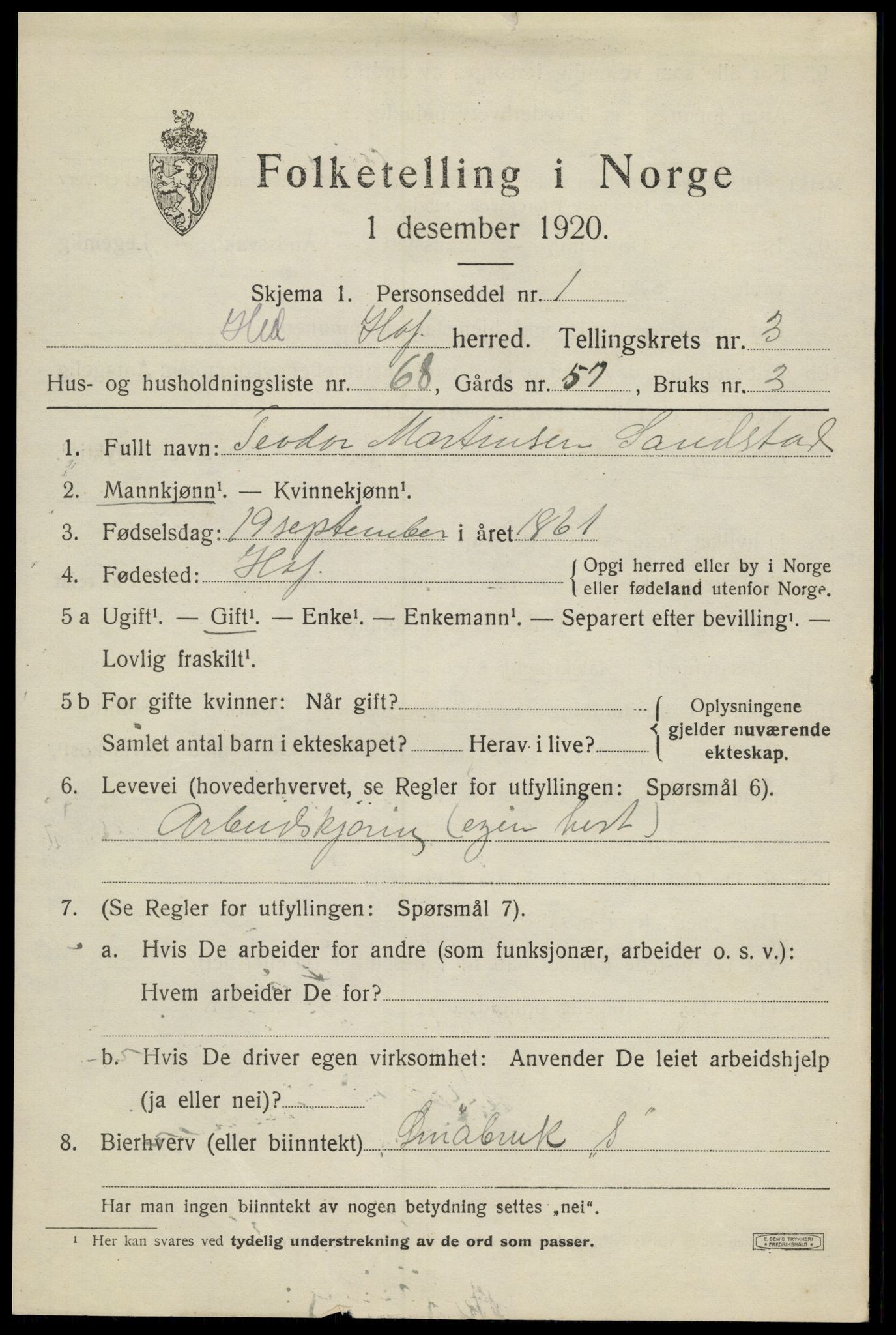 SAH, 1920 census for Hof, 1920, p. 4741