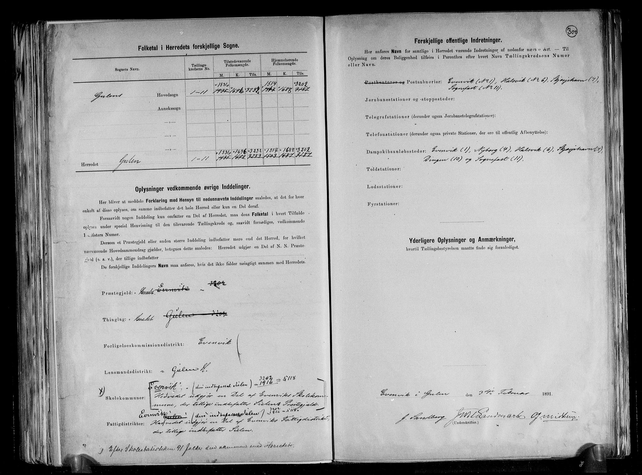 RA, 1891 census for 1411 Gulen, 1891, p. 3