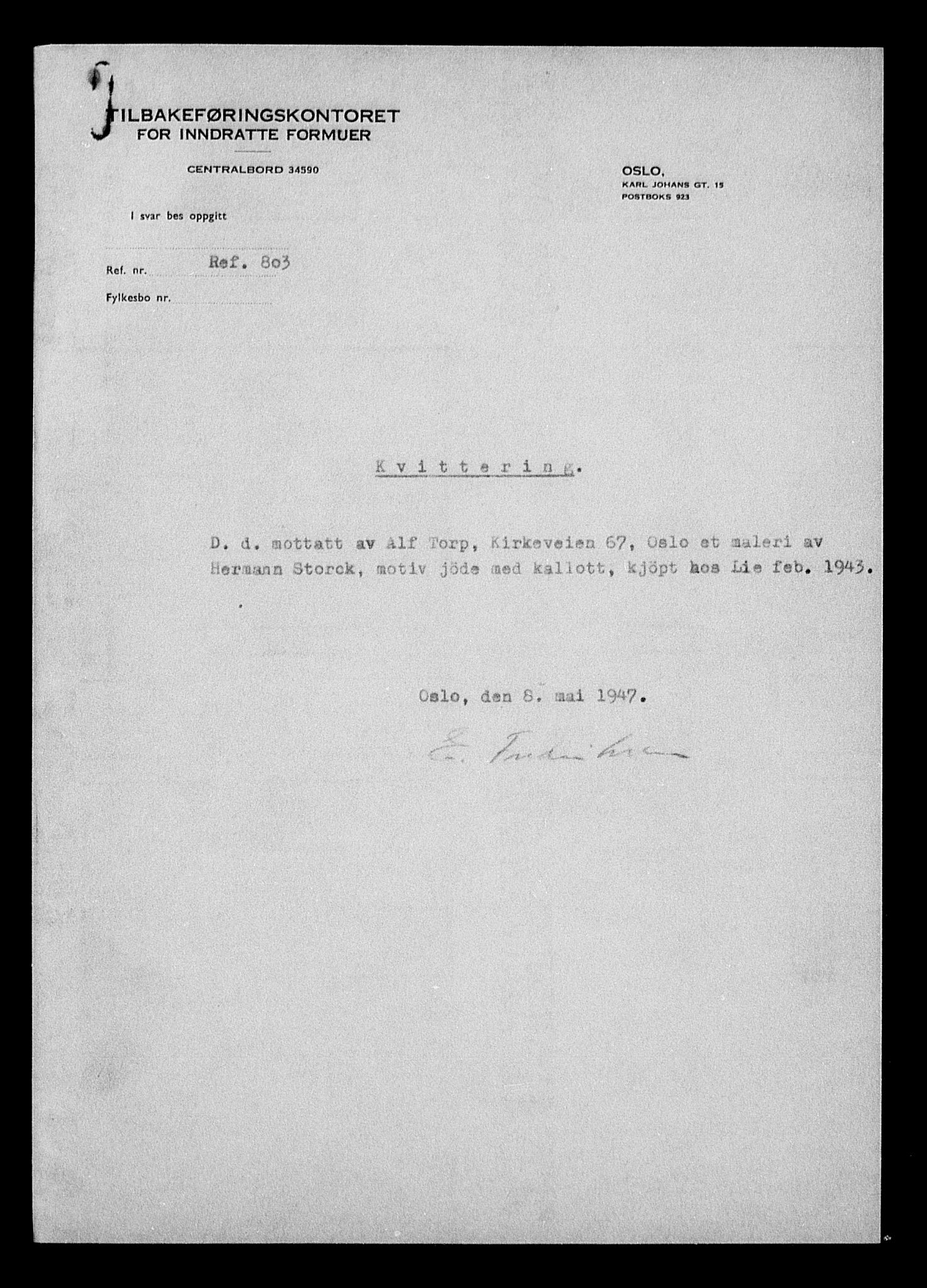 Justisdepartementet, Tilbakeføringskontoret for inndratte formuer, AV/RA-S-1564/H/Hc/Hcc/L0981: --, 1945-1947, p. 571