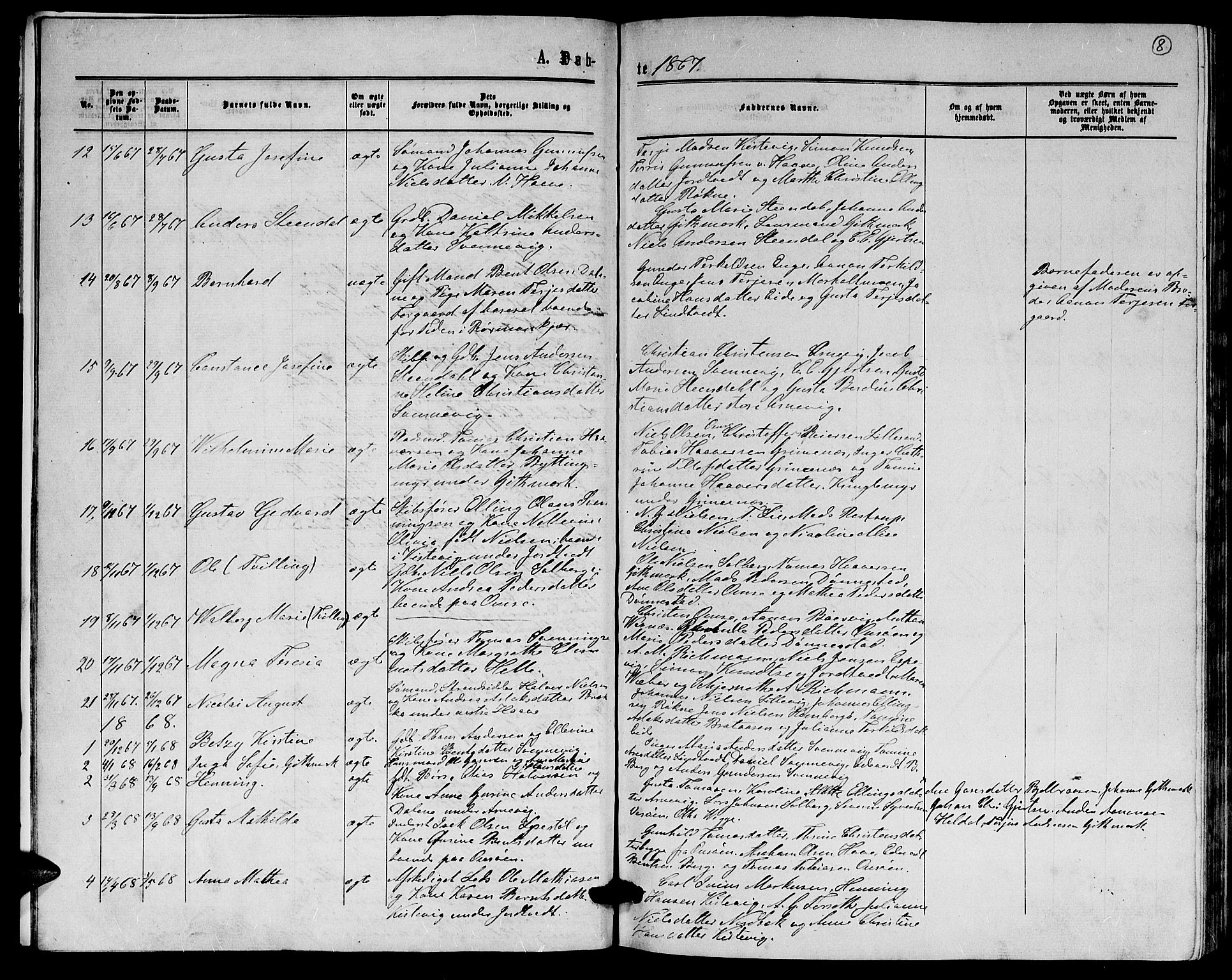 Hommedal sokneprestkontor, AV/SAK-1111-0023/F/Fb/Fba/L0003: Parish register (copy) no. B 3, 1863-1884, p. 8