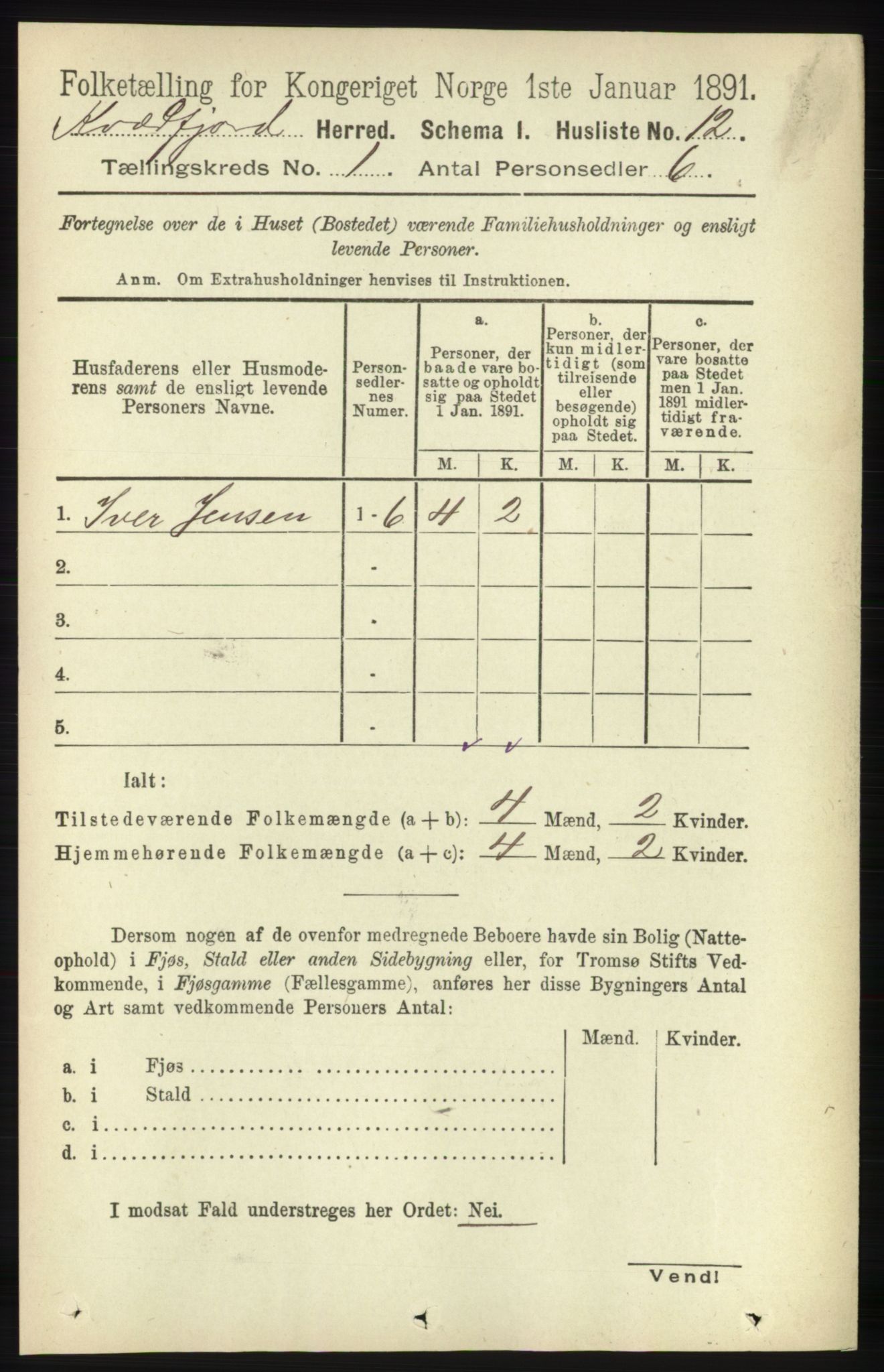 RA, 1891 census for 1911 Kvæfjord, 1891, p. 32