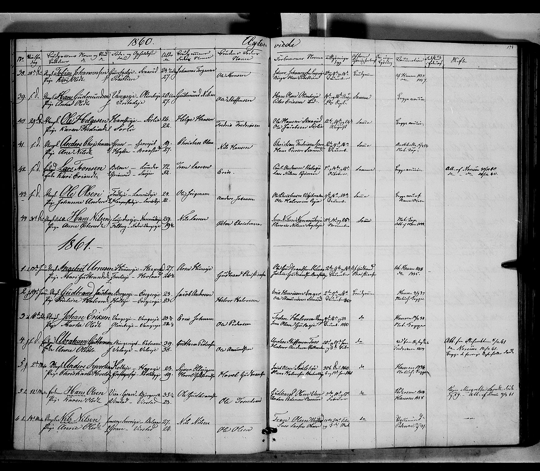 Jevnaker prestekontor, SAH/PREST-116/H/Ha/Haa/L0007: Parish register (official) no. 7, 1858-1876, p. 173