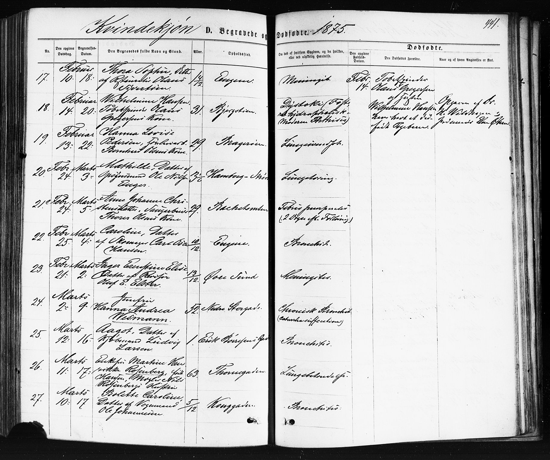 Bragernes kirkebøker, AV/SAKO-A-6/F/Fb/L0004: Parish register (official) no. II 4, 1869-1875, p. 441