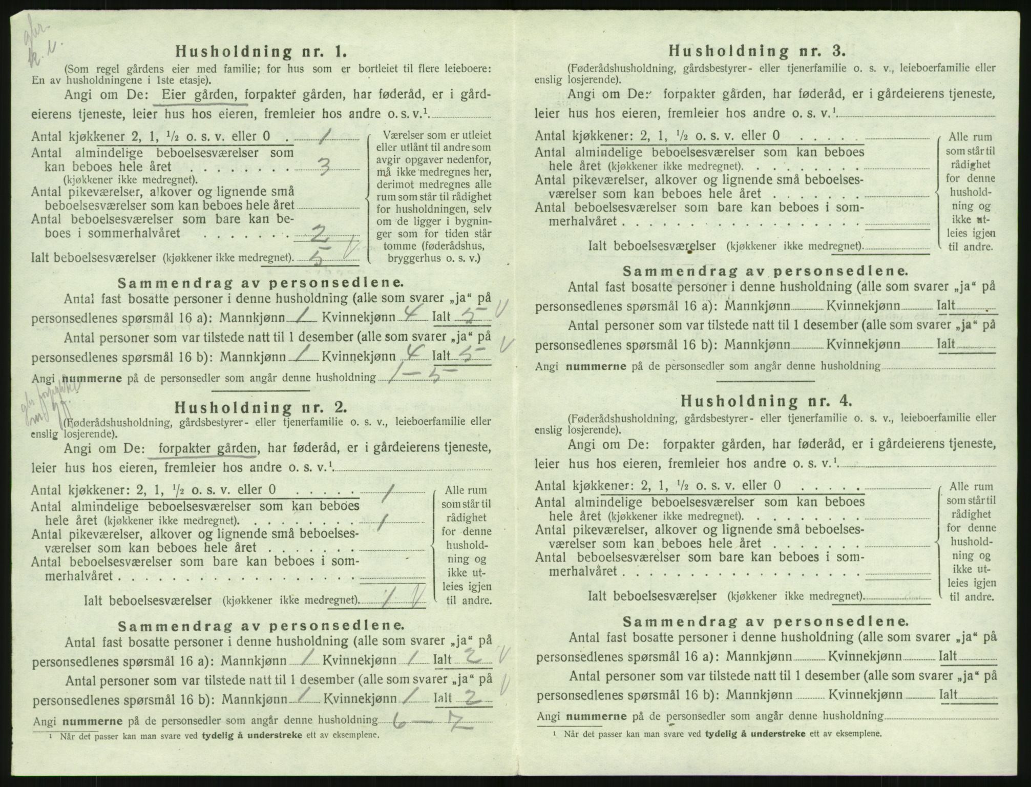 SAK, 1920 census for Feda, 1920, p. 458