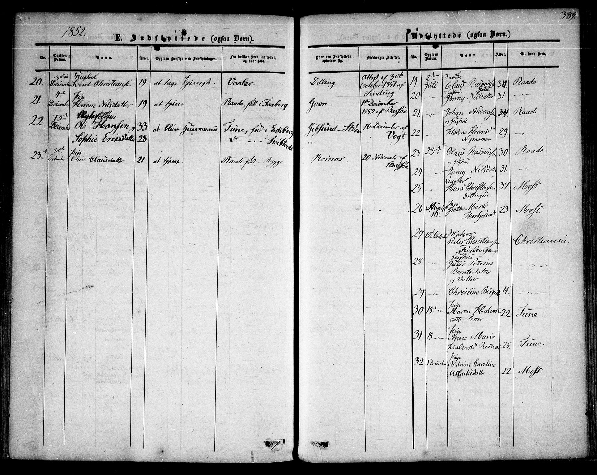 Rygge prestekontor Kirkebøker, AV/SAO-A-10084b/F/Fa/L0005: Parish register (official) no. 5, 1852-1871, p. 389