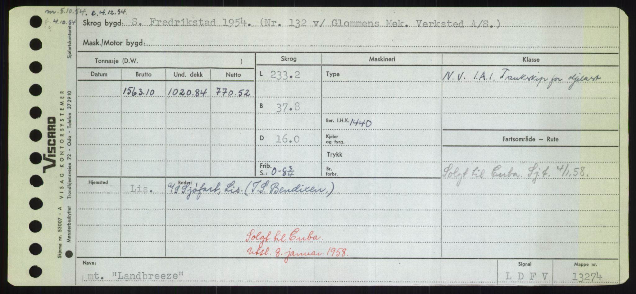 Sjøfartsdirektoratet med forløpere, Skipsmålingen, RA/S-1627/H/Hd/L0022: Fartøy, L-Lia, p. 153