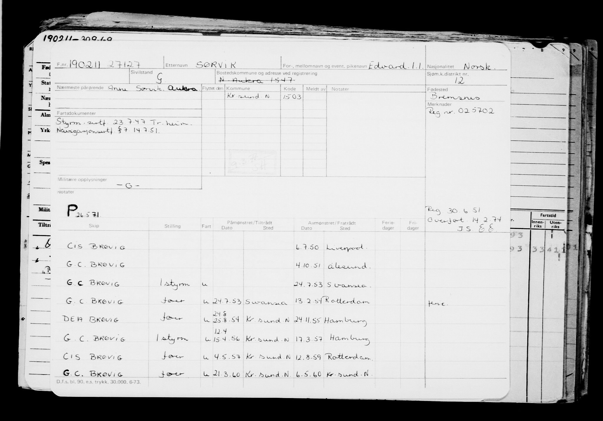 Direktoratet for sjømenn, AV/RA-S-3545/G/Gb/L0094: Hovedkort, 1911, p. 280