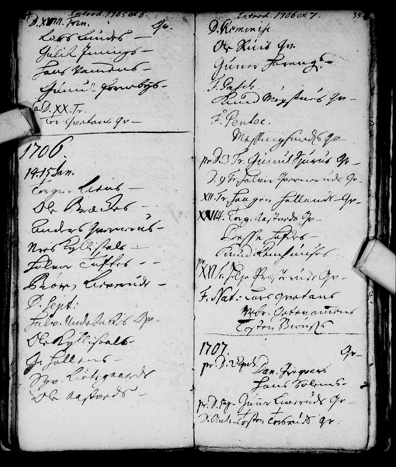 Nore kirkebøker, SAKO/A-238/F/Fc/L0001: Parish register (official) no. III 1, 1696-1714, p. 34-35