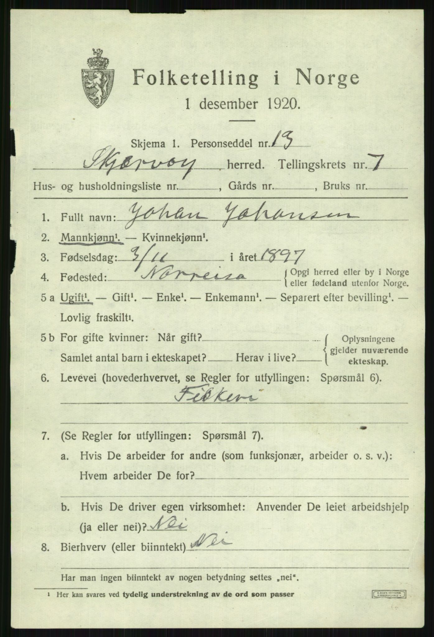 SATØ, 1920 census for Skjervøy, 1920, p. 4755