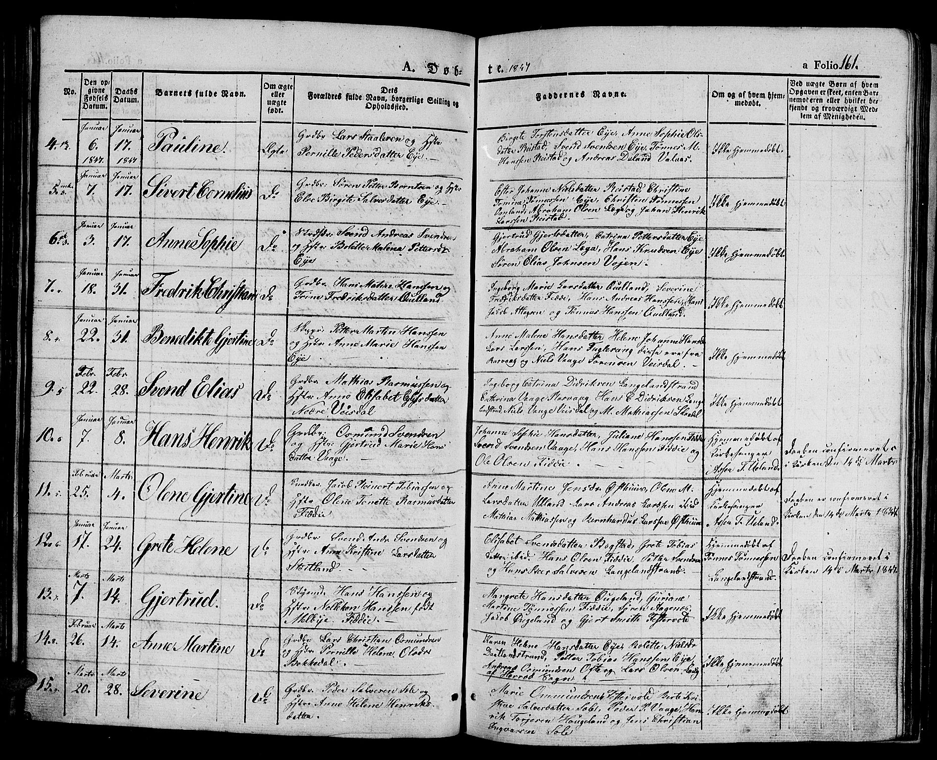 Flekkefjord sokneprestkontor, AV/SAK-1111-0012/F/Fb/Fbb/L0002: Parish register (copy) no. B 2a, 1831-1866, p. 161