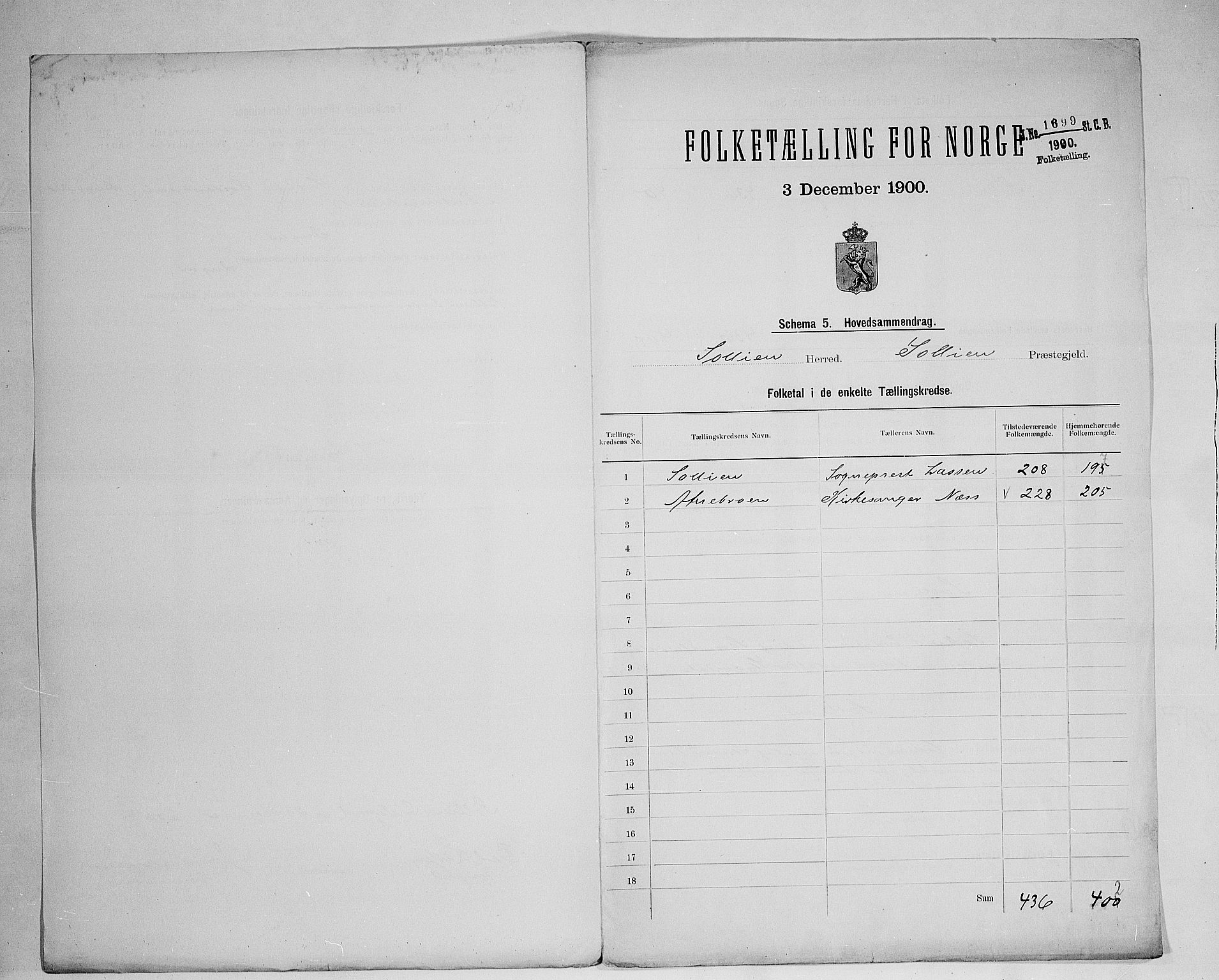 SAH, 1900 census for Sollia, 1900, p. 2