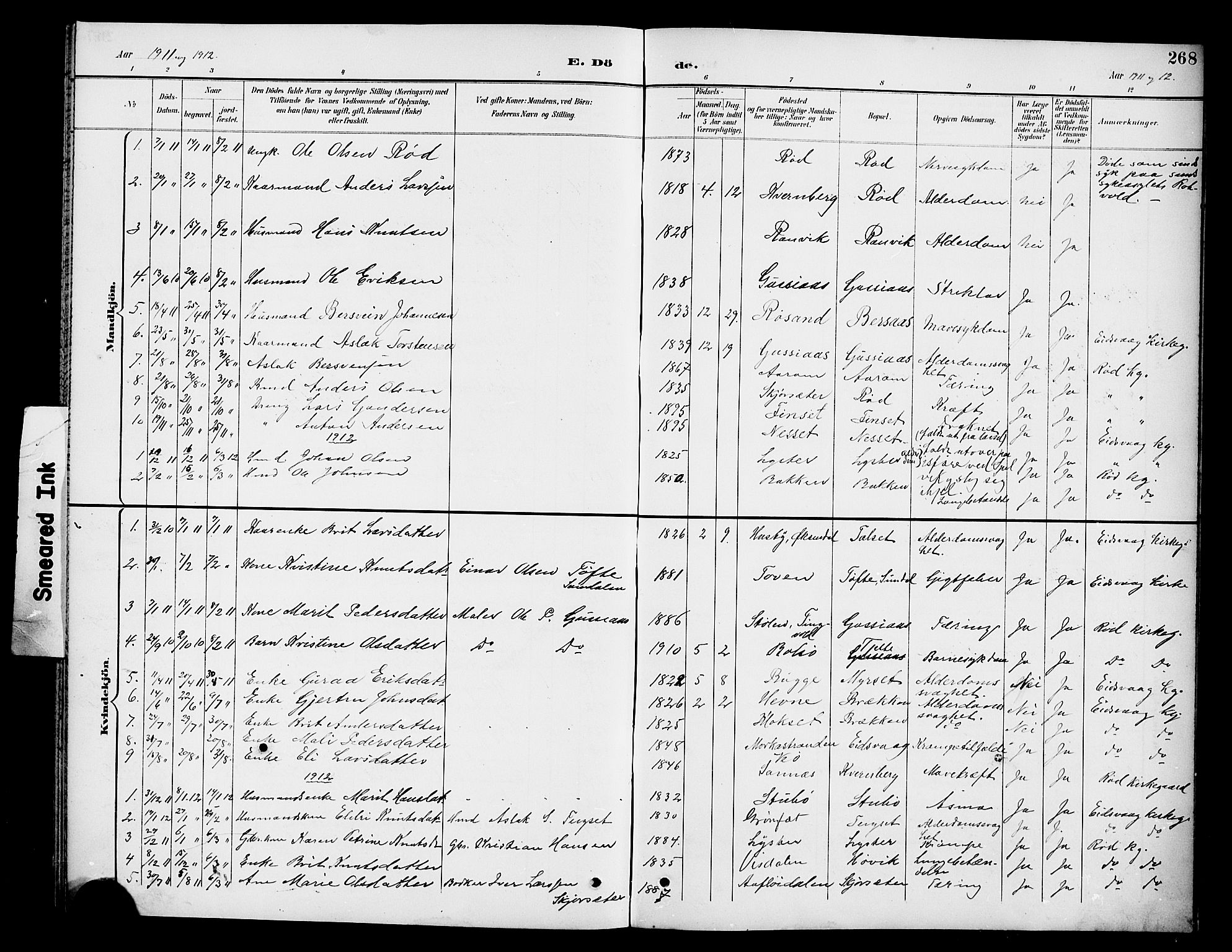 Ministerialprotokoller, klokkerbøker og fødselsregistre - Møre og Romsdal, SAT/A-1454/551/L0632: Parish register (copy) no. 551C04, 1894-1920, p. 268