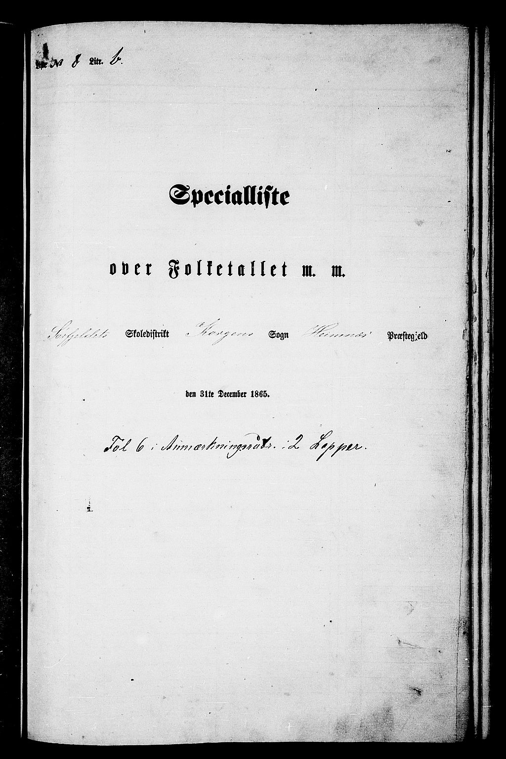 RA, 1865 census for Hemnes, 1865, p. 141