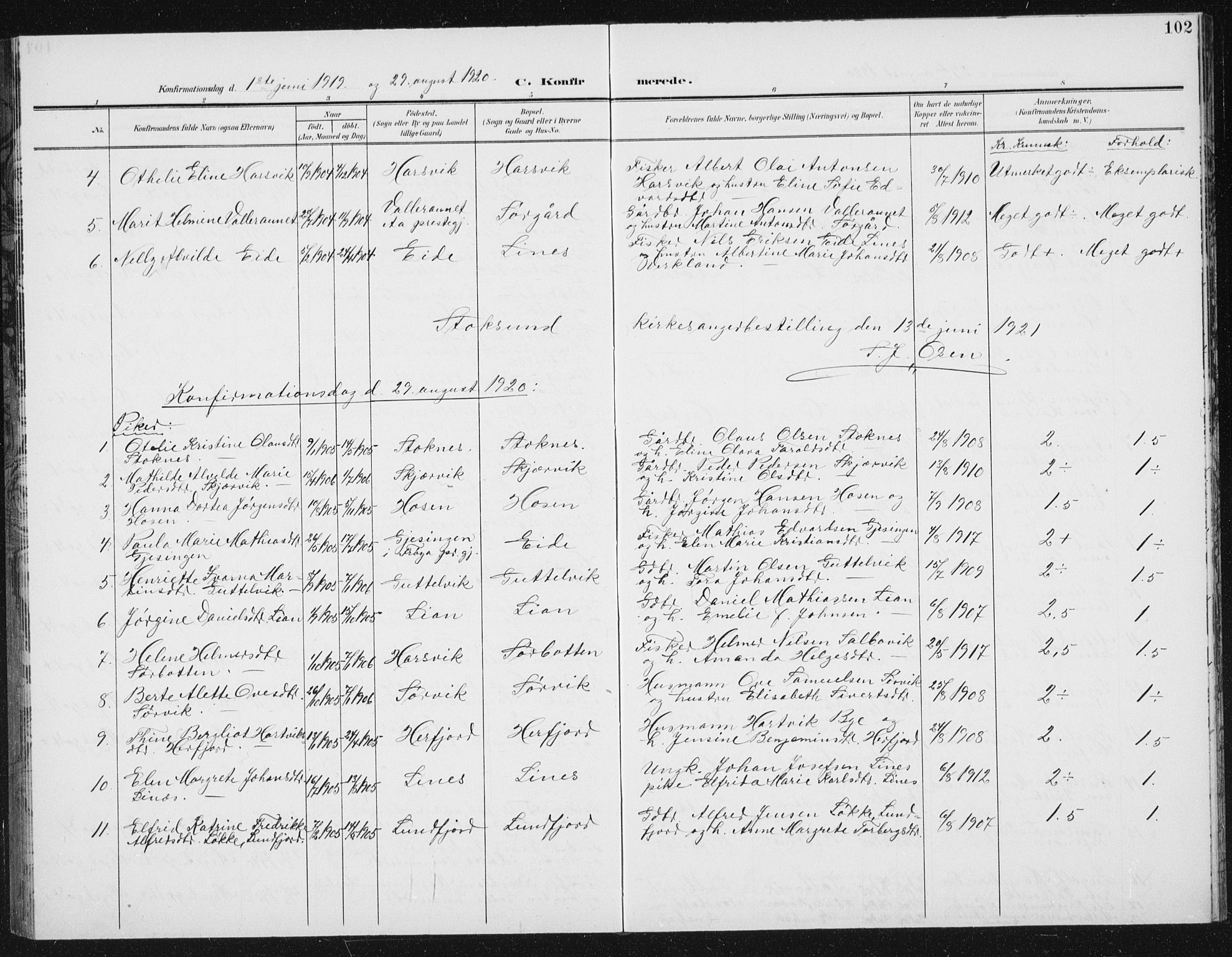 Ministerialprotokoller, klokkerbøker og fødselsregistre - Sør-Trøndelag, SAT/A-1456/656/L0699: Parish register (copy) no. 656C05, 1905-1920, p. 102