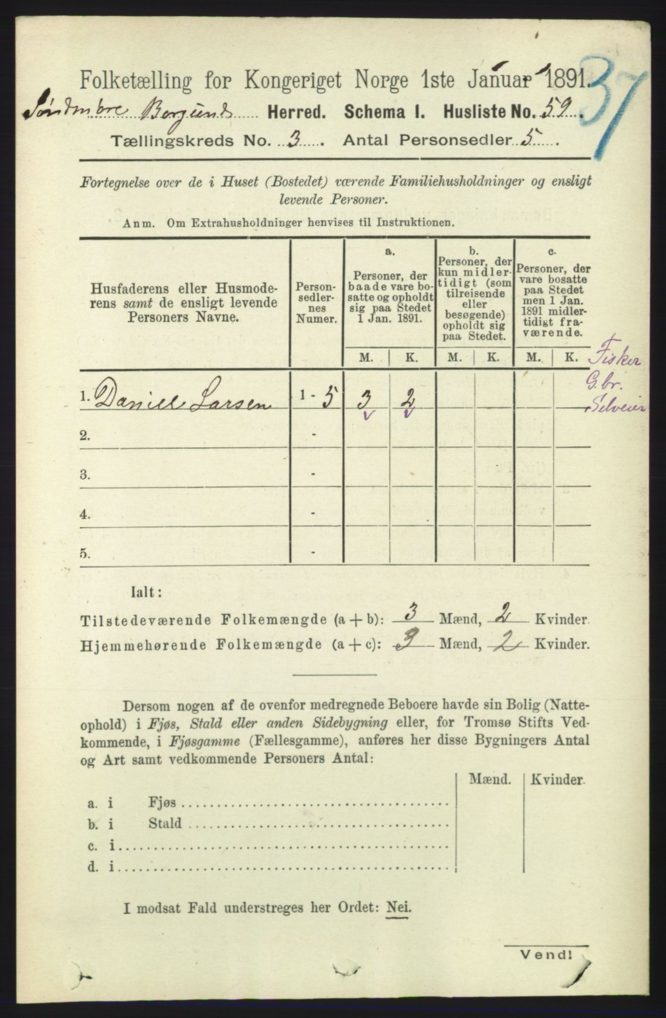 RA, 1891 census for 1531 Borgund, 1891, p. 616